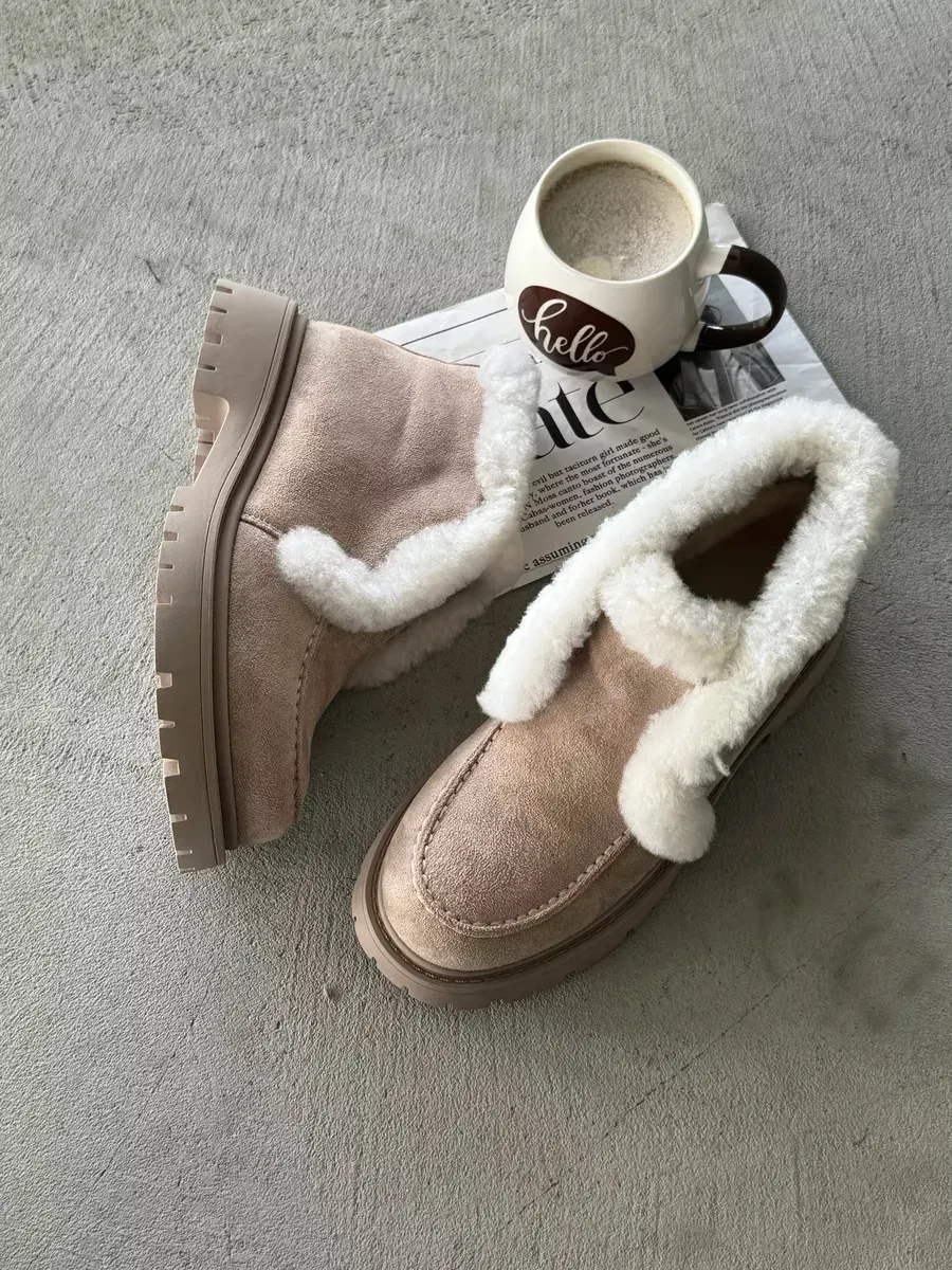 Ботинки женские экозамша шерсть