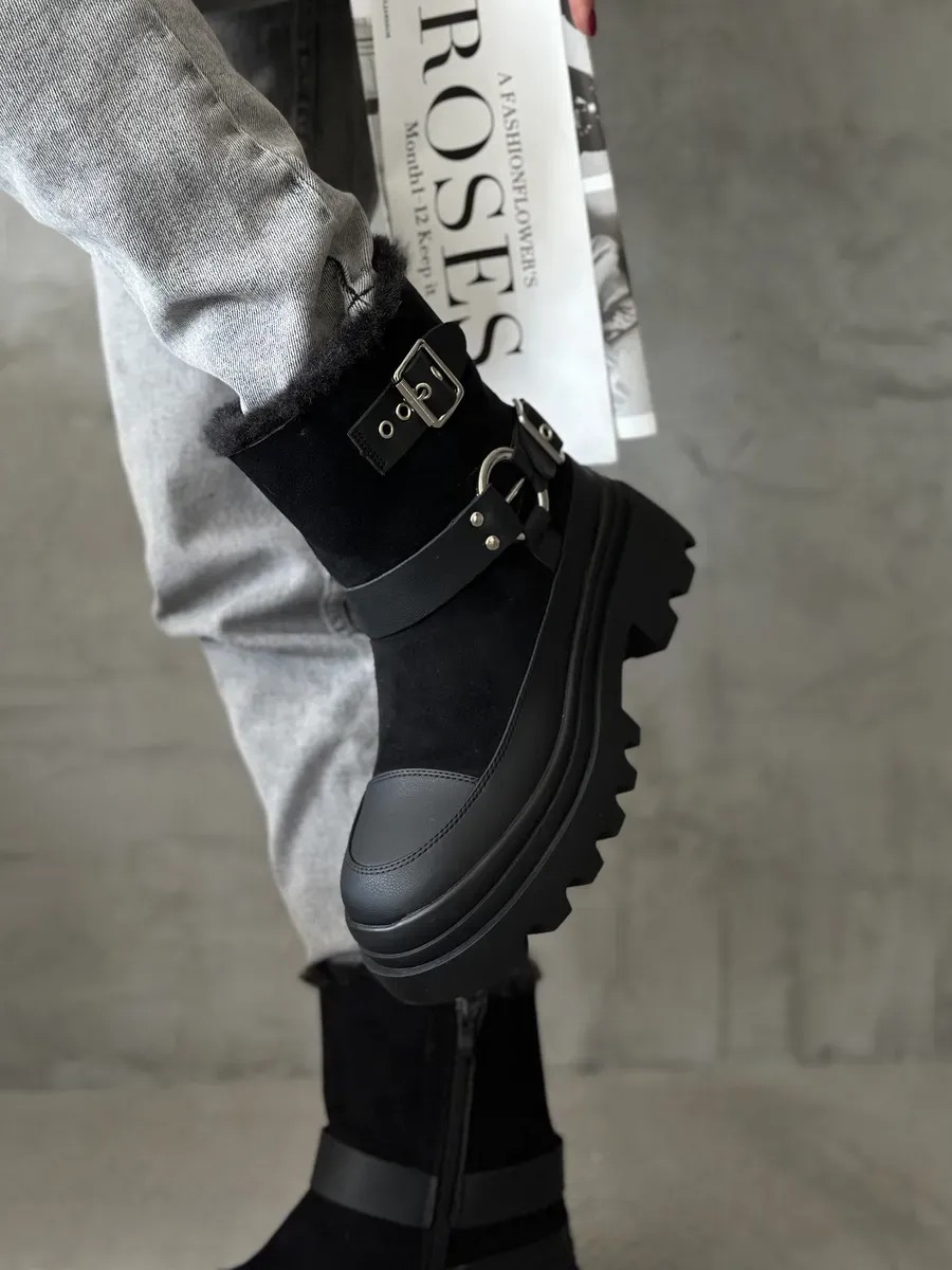 Ботинки женские экозамша шерсть