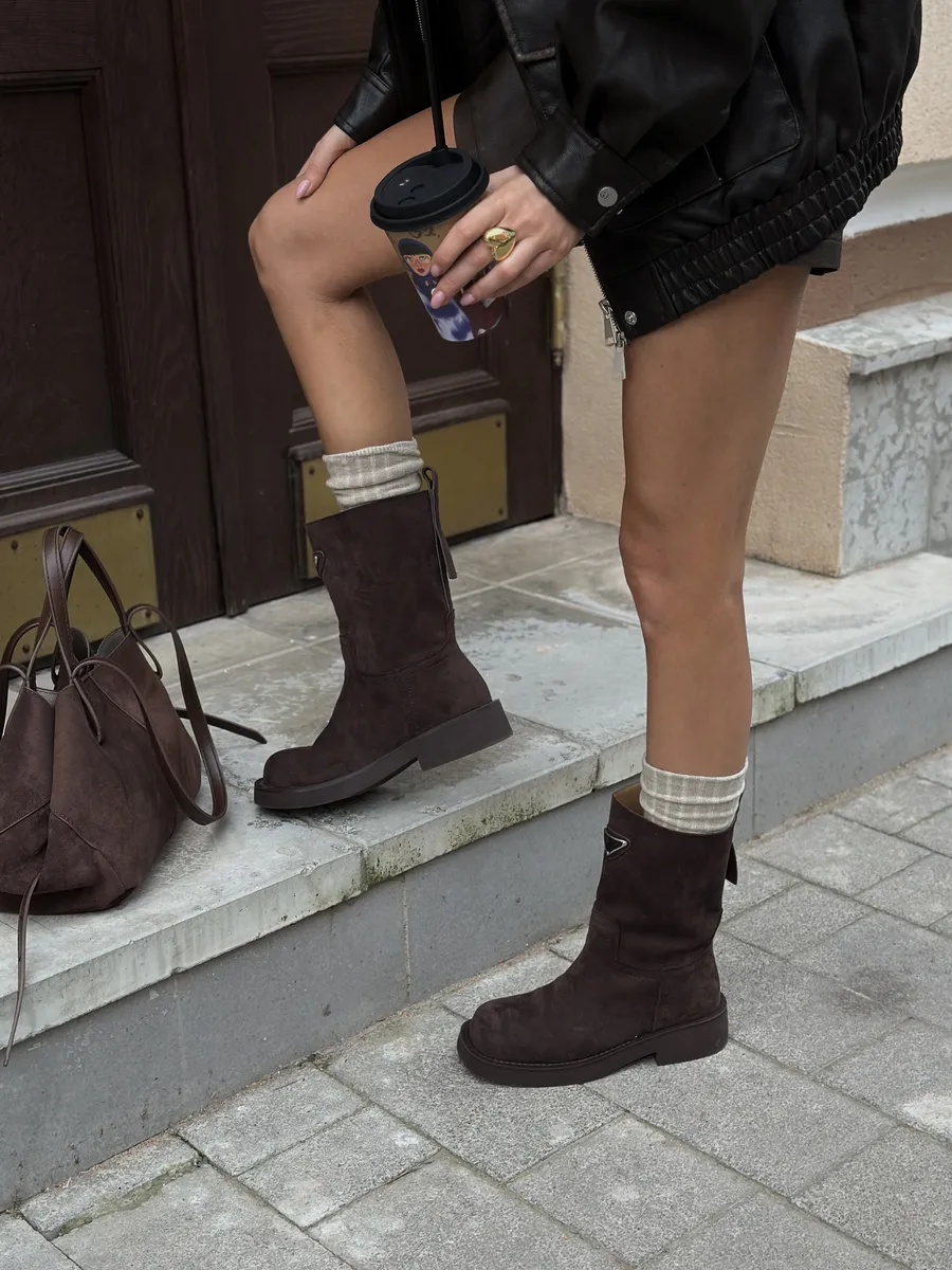 Ботинки женские текстиль шерсть