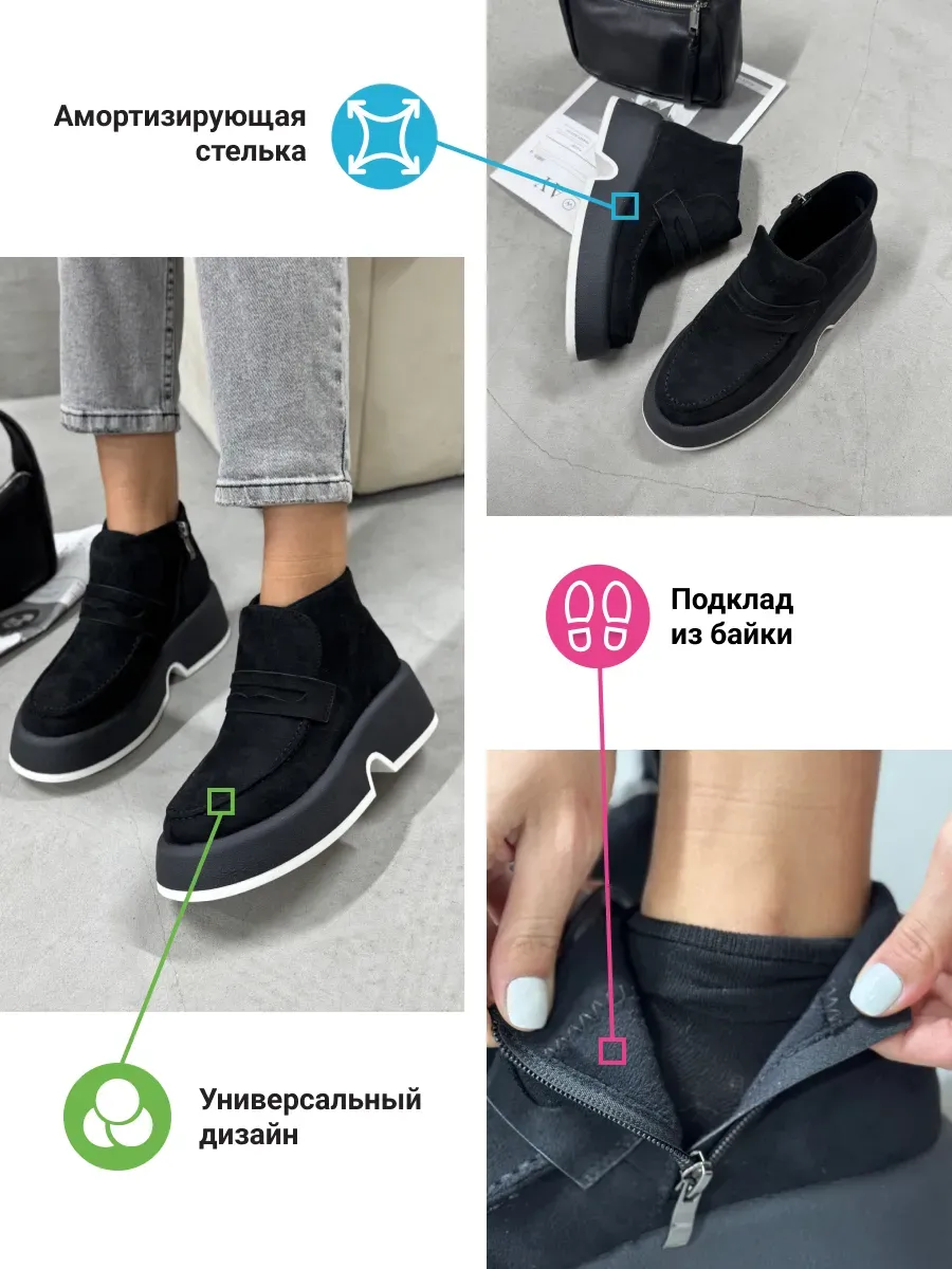 Ботинки женские экозамша