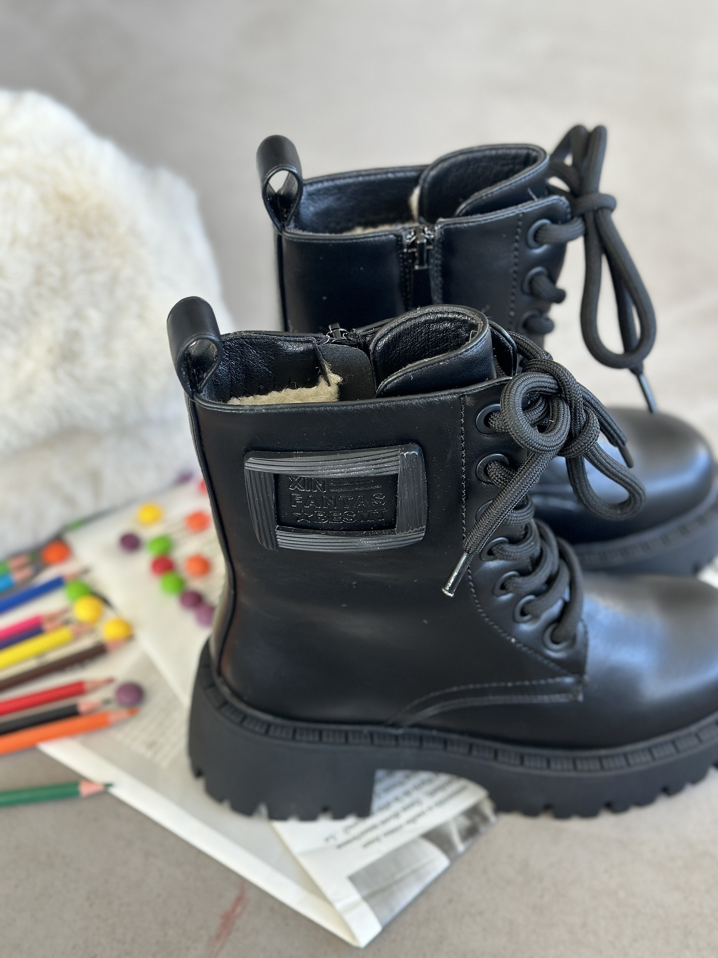 Ботинки детские экокожа шерсть