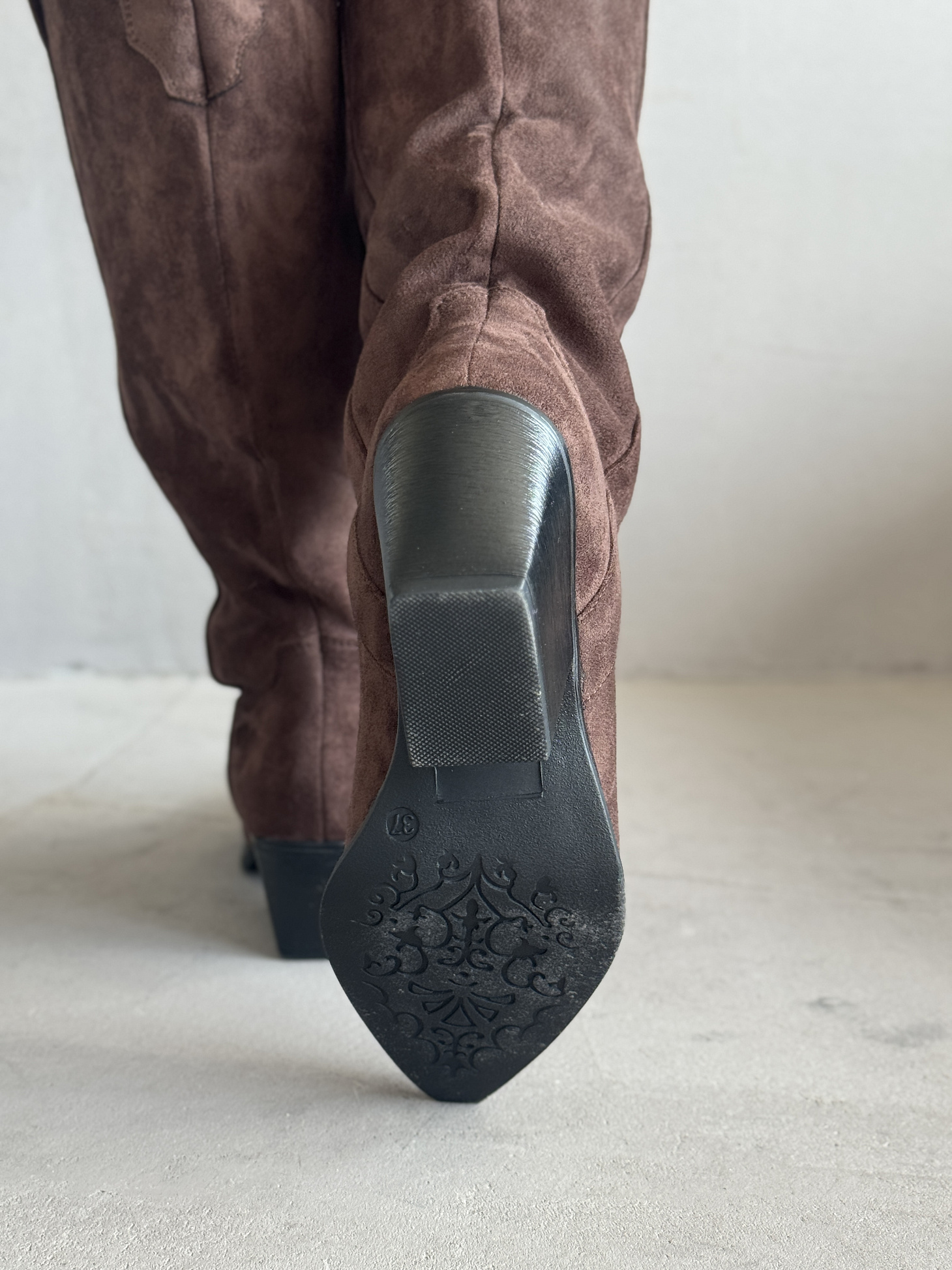 Сапоги казаки женские экозамша еврошерсть