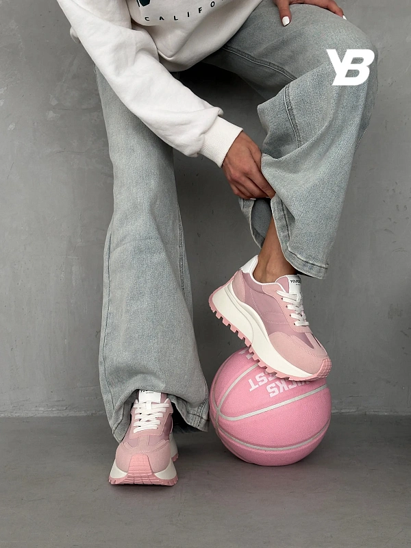 Кроссовки женские летние розовые на платформе спортивные