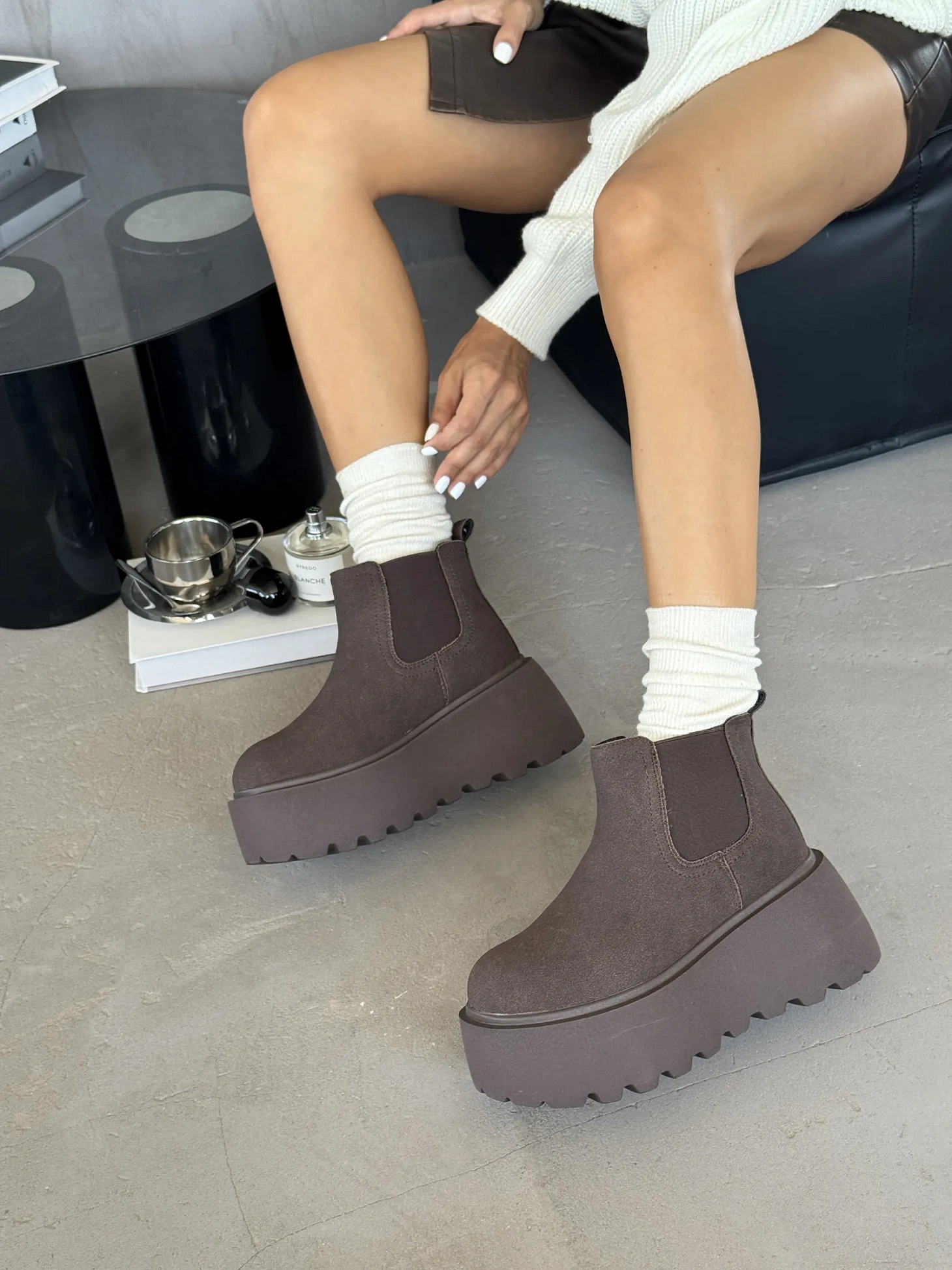 Ботинки женские текстиль шерсть