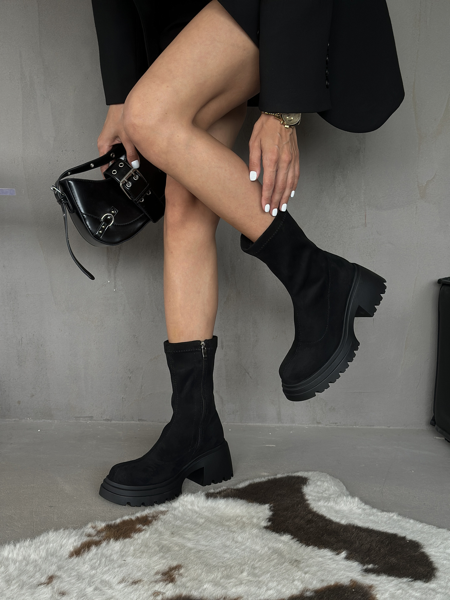 Ботинки женские экозамша