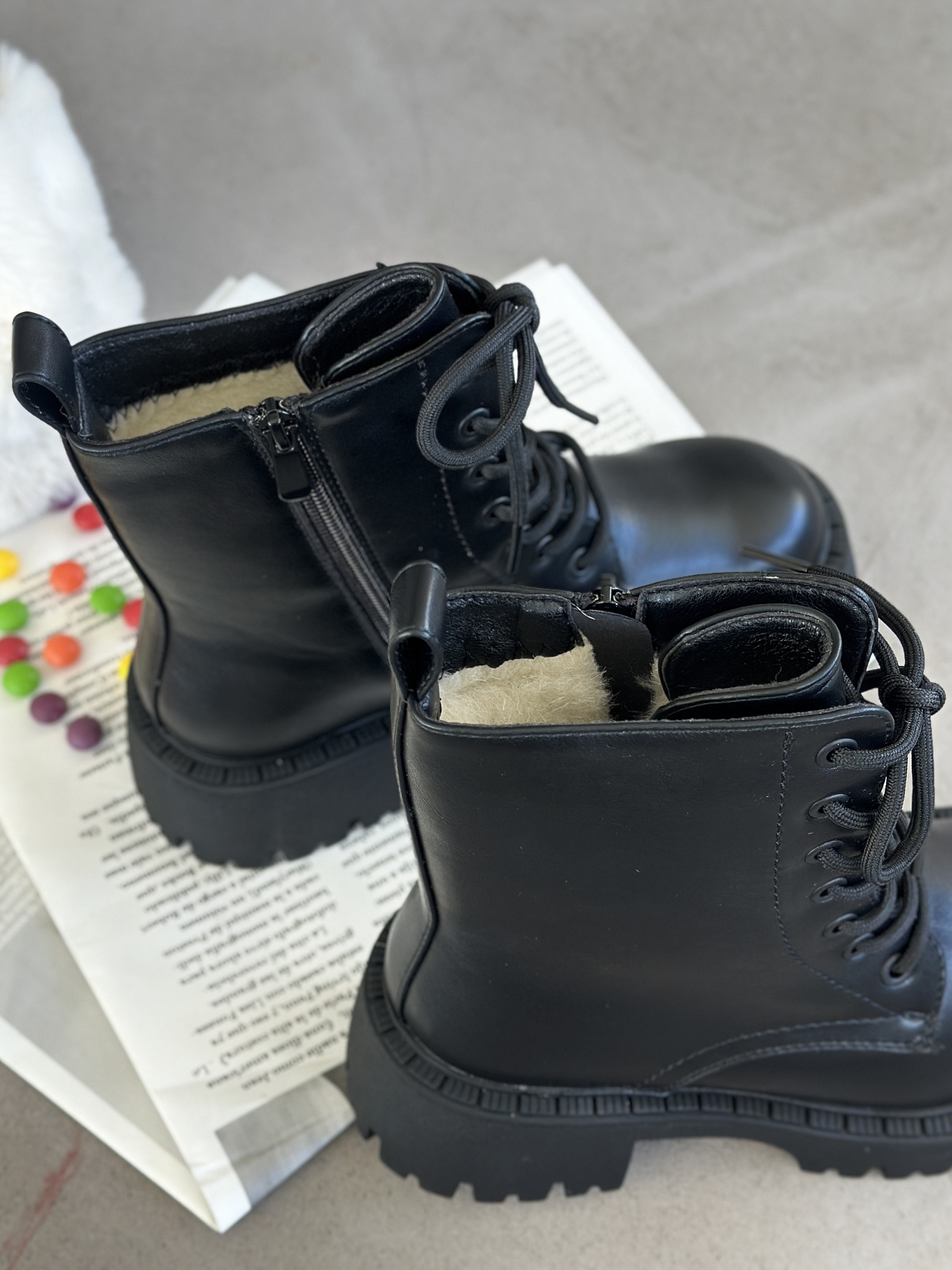 Ботинки детские экокожа шерсть