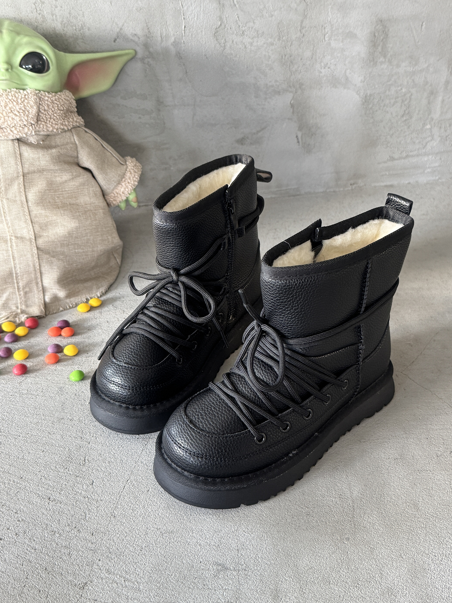 Ботинки детские экокожа шерсть