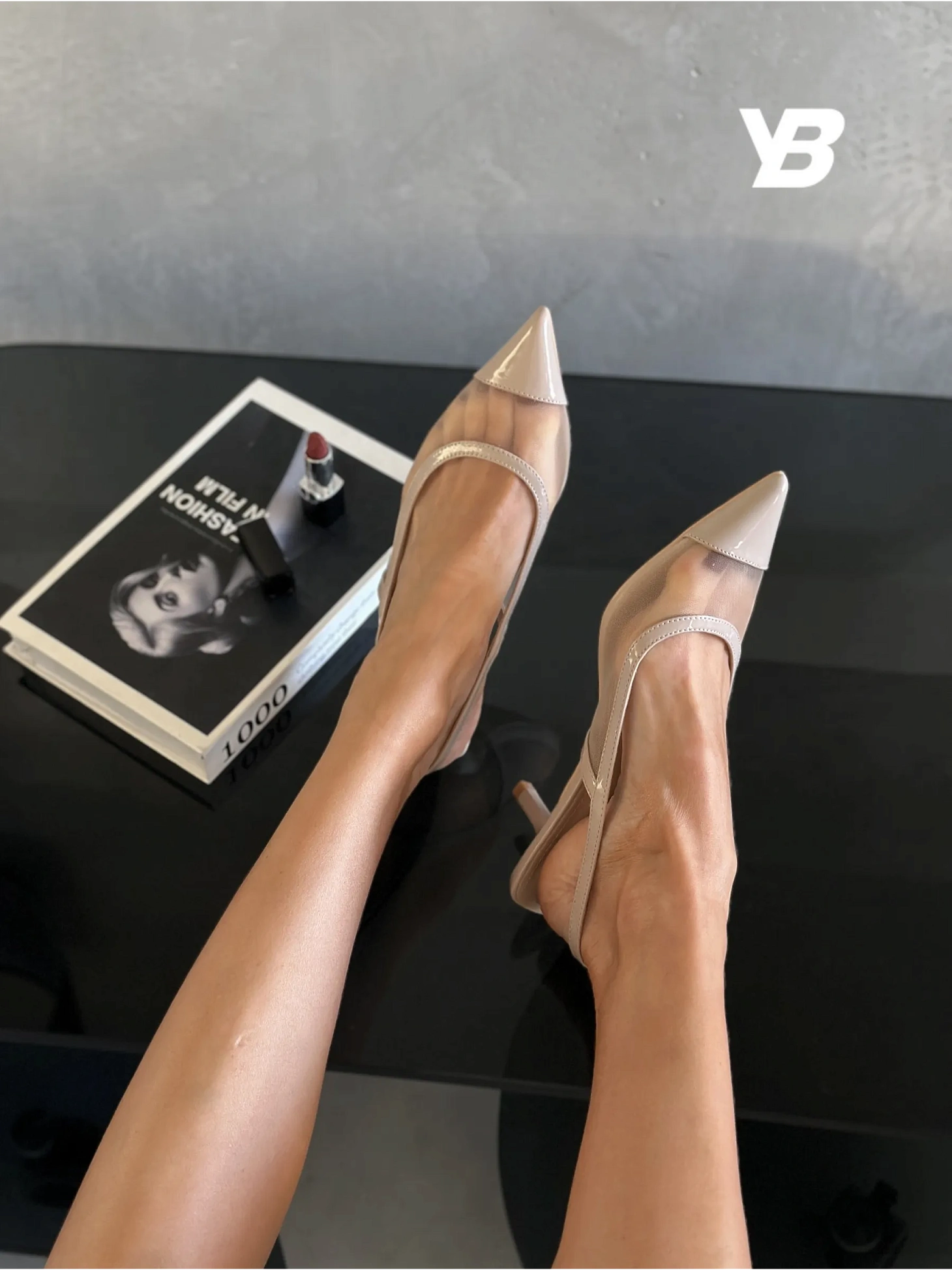 Туфли на каблуке с открытой пяткой лодочки сетка