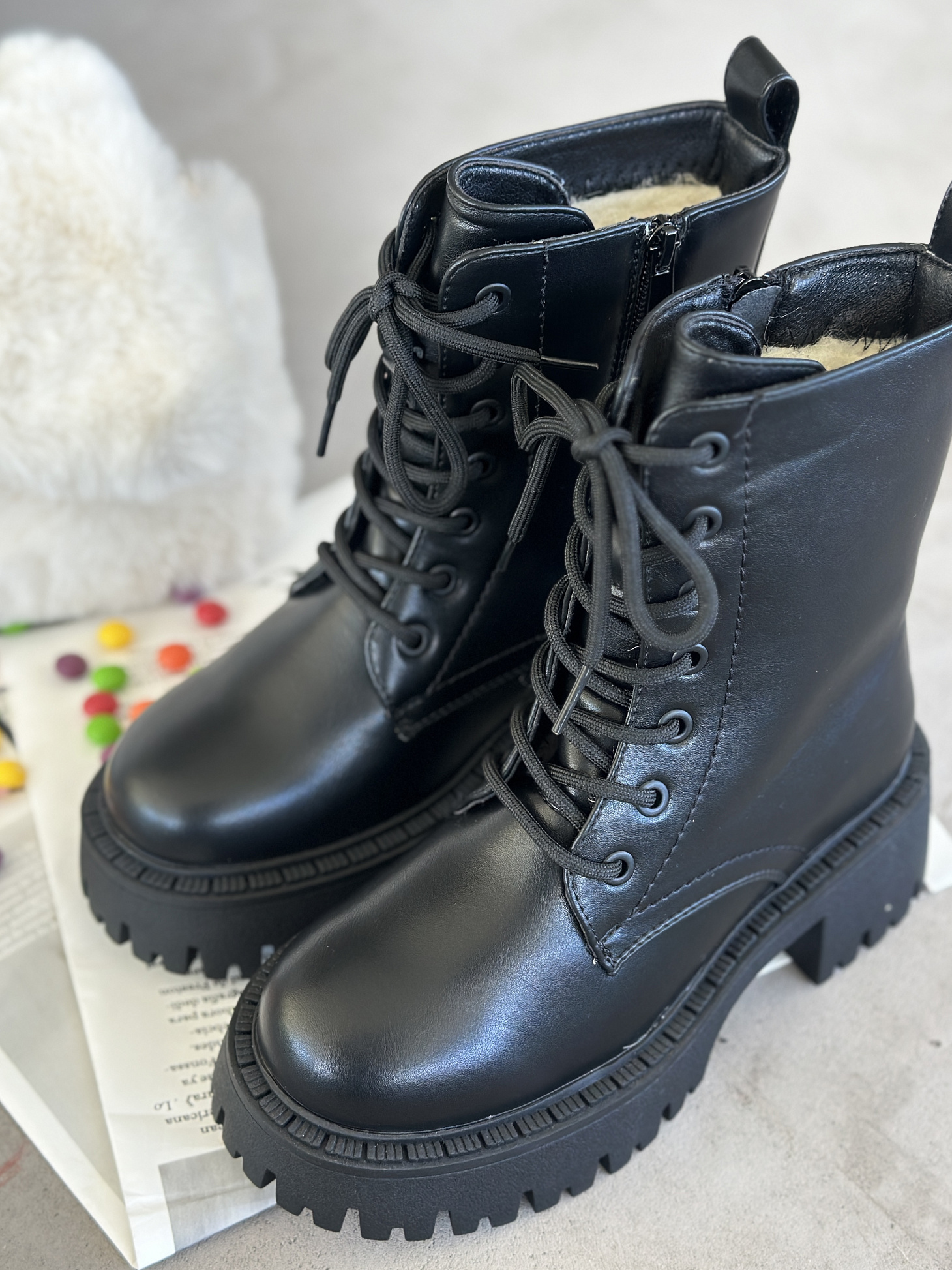 Ботинки детские экокожа шерсть