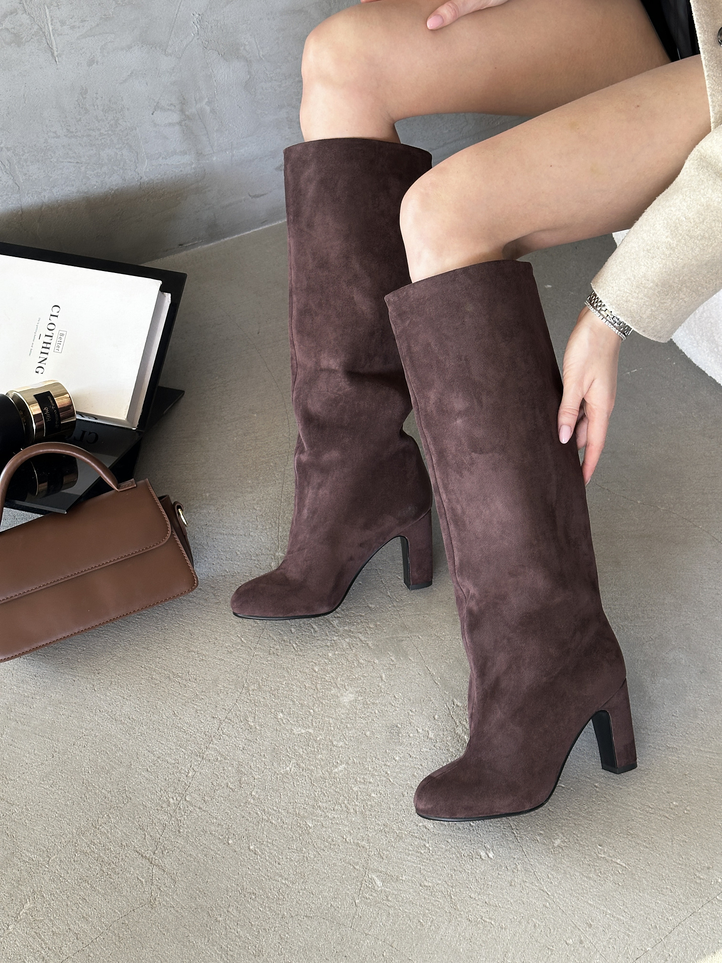 Сапоги женские экозамша