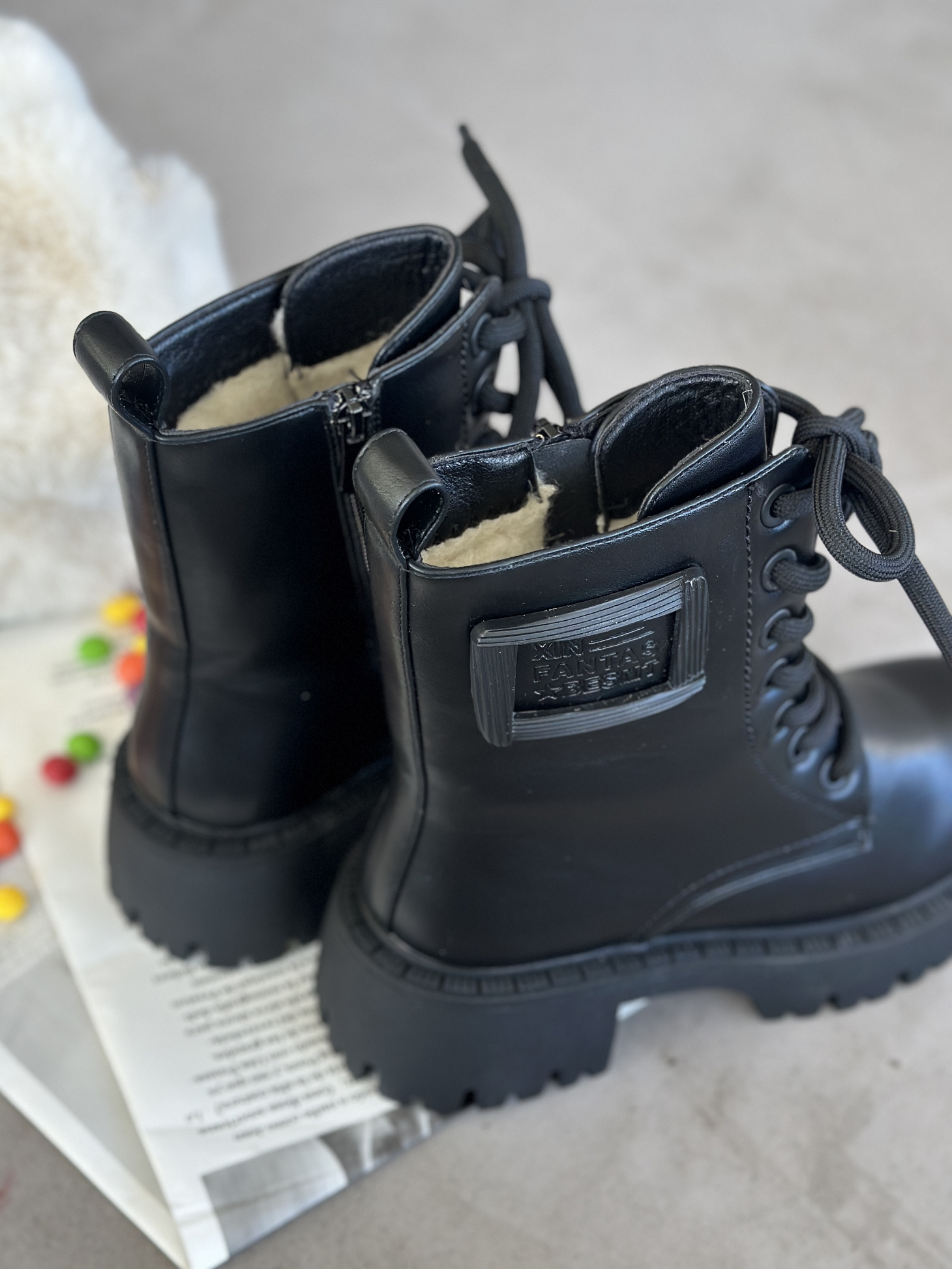 Ботинки детские экокожа шерсть