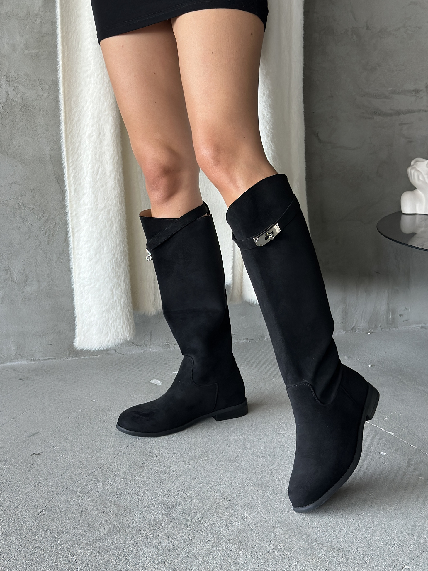 Сапоги женские экозамша