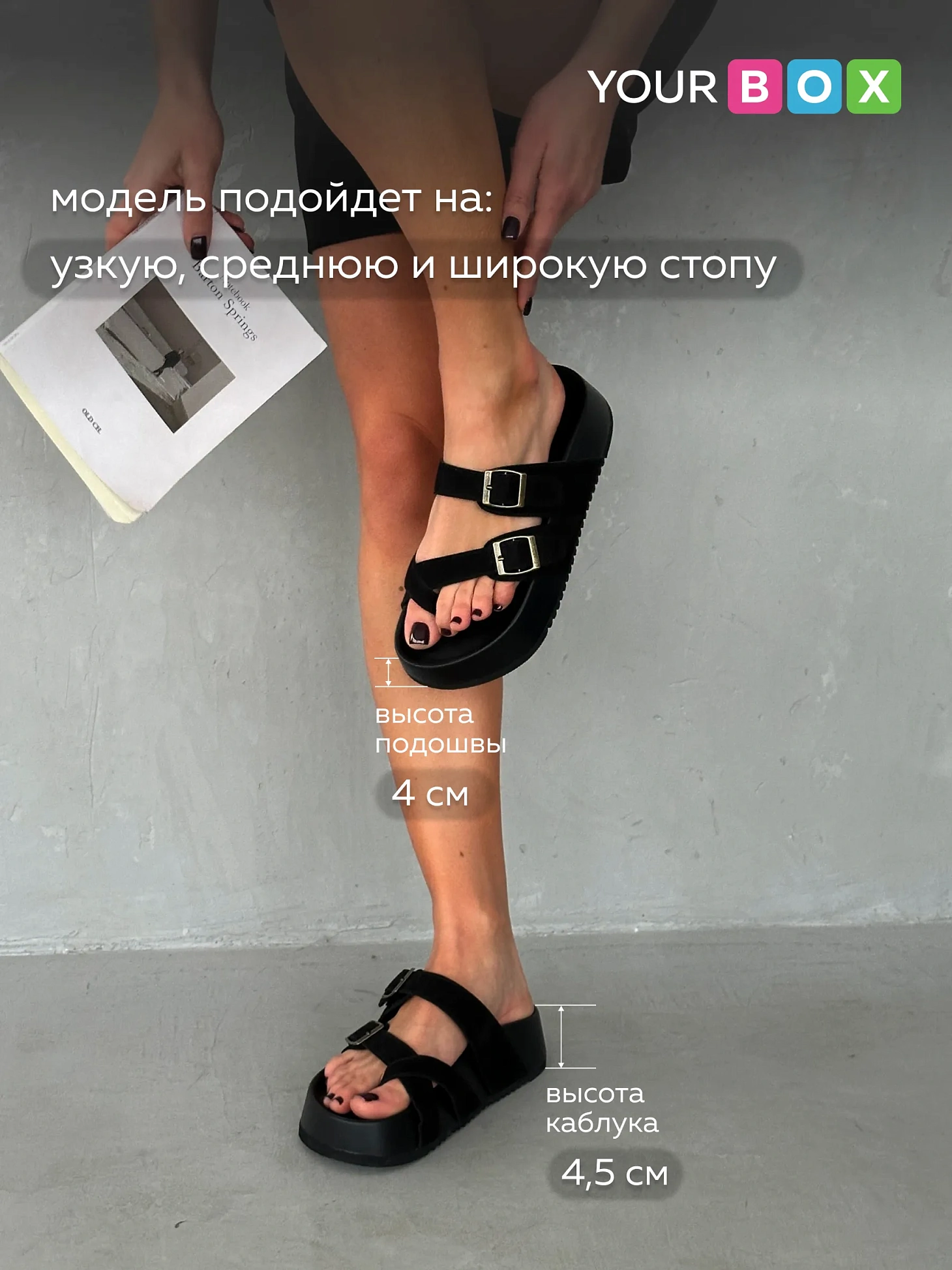 Летние босоножки женские через палец на плоской подошве