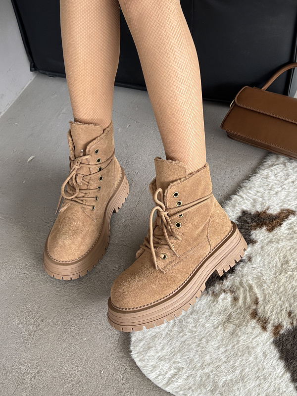 Ботинки женские натуральная замша шерсть