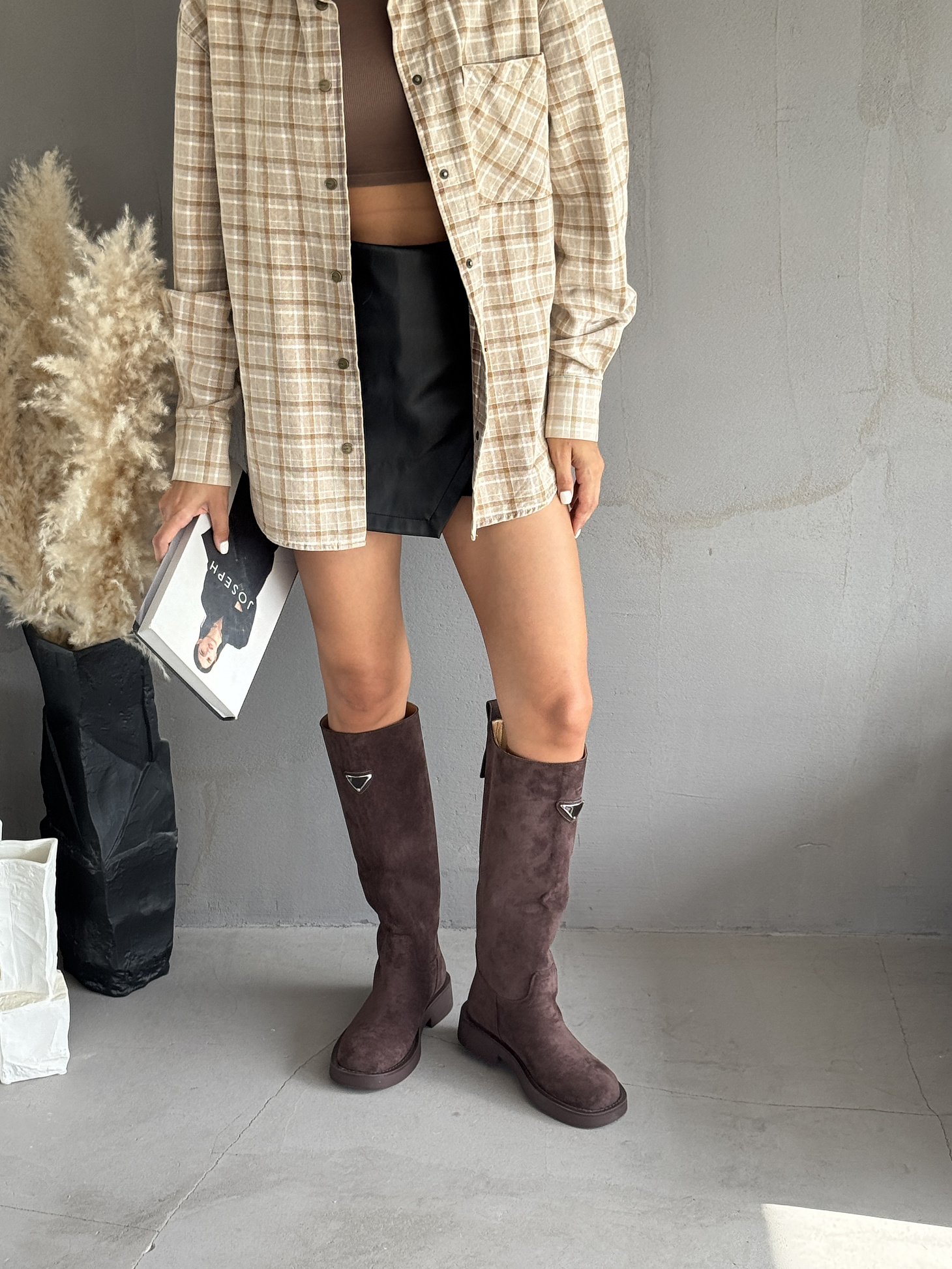 Сапоги женские экозамша еврошерсть