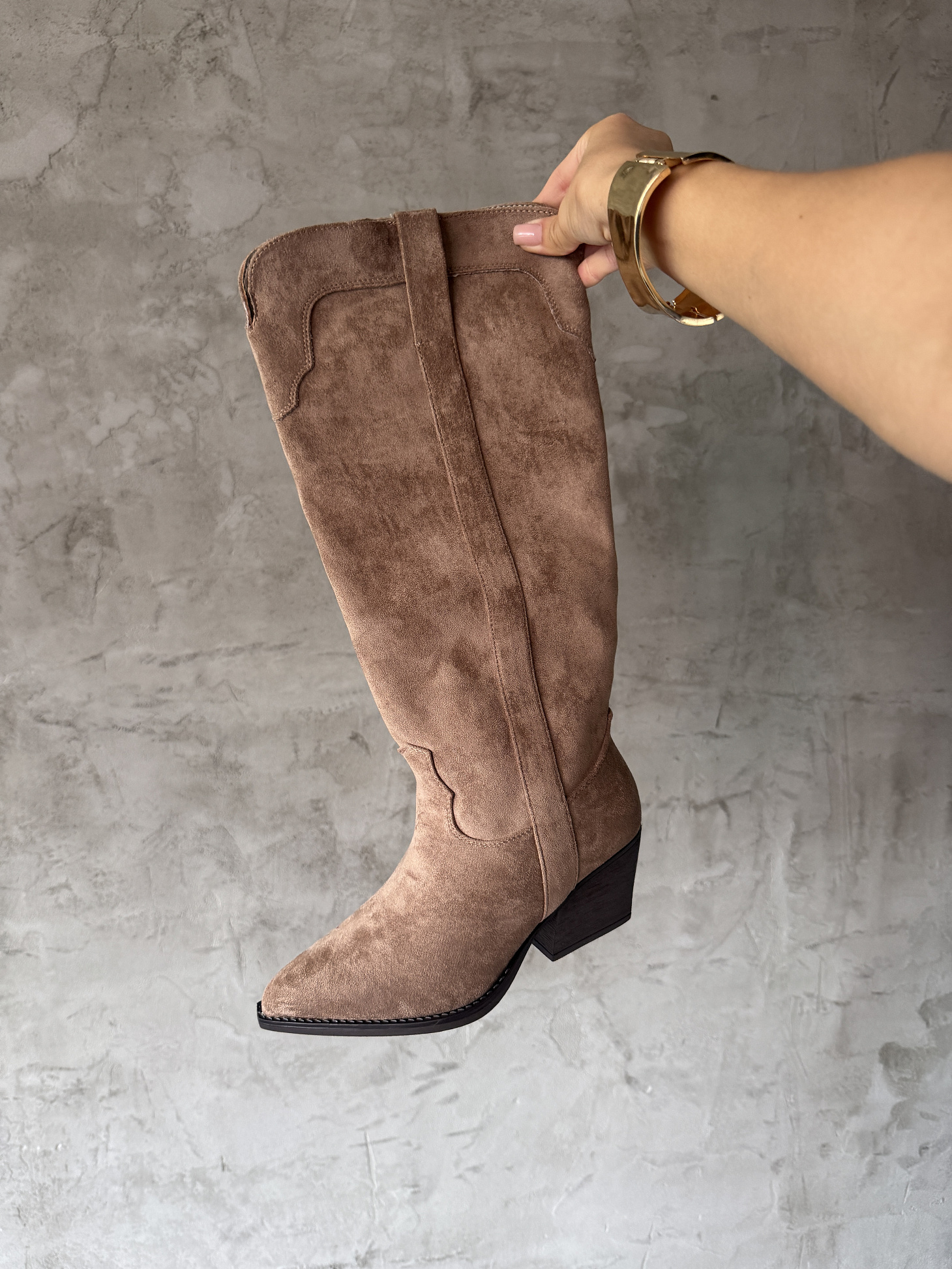 Сапоги казаки женские экозамша еврошерсть