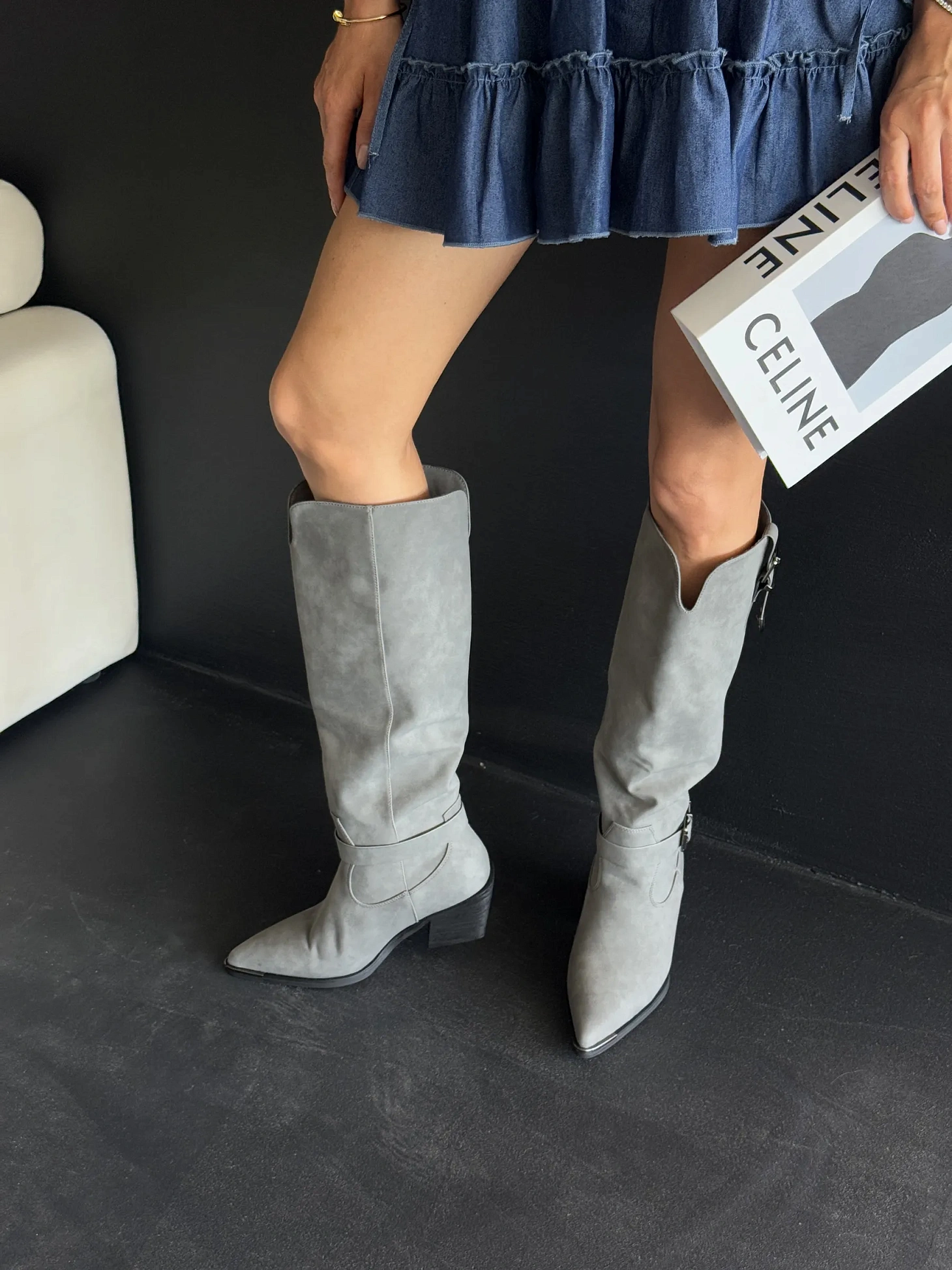 Сапоги женские экозамша шерсть