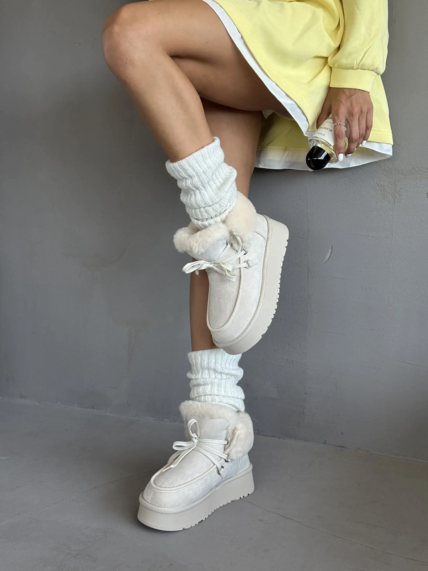 Ботинки женские экозамша шерсть