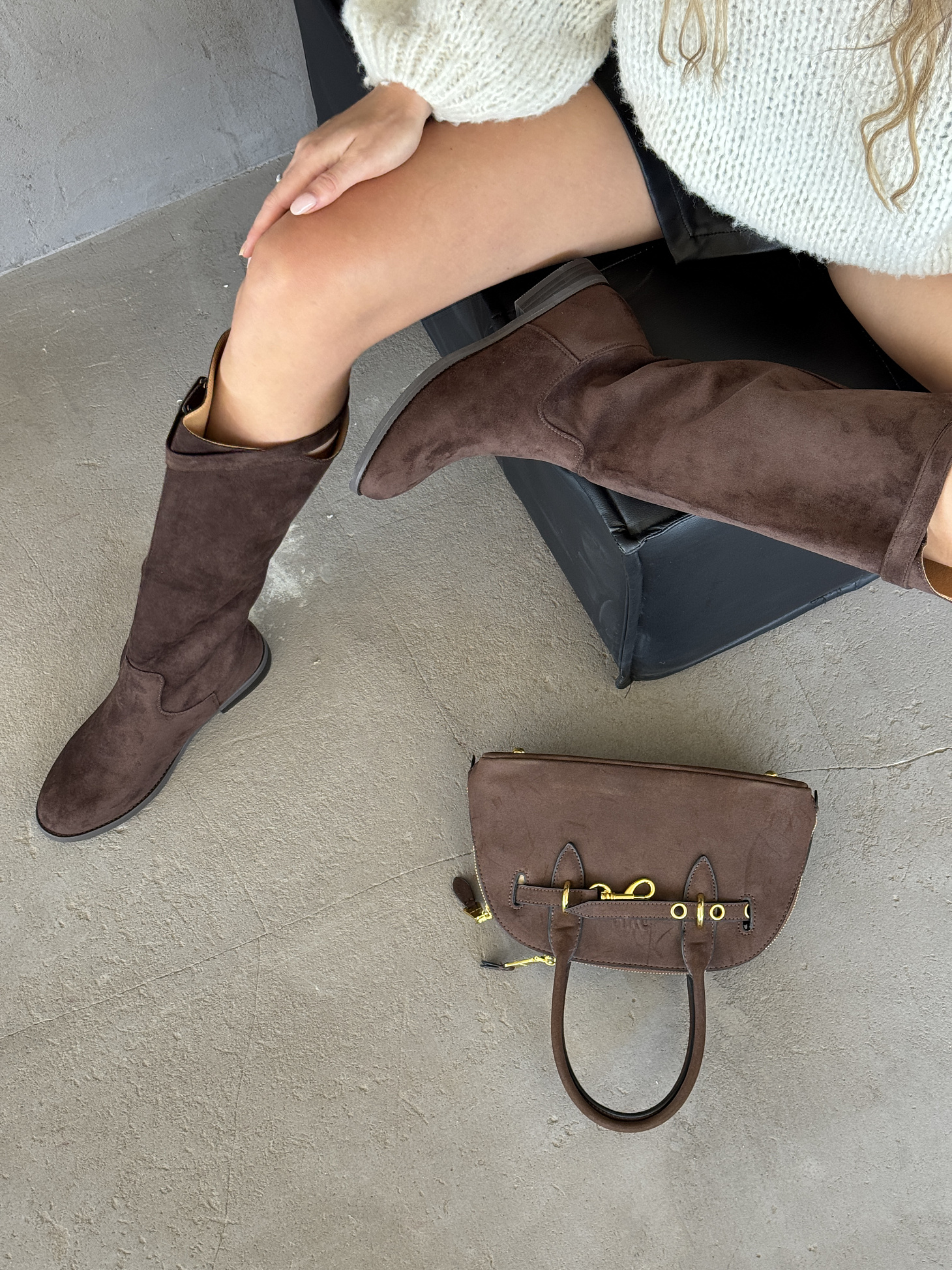 Сапоги женские экозамша