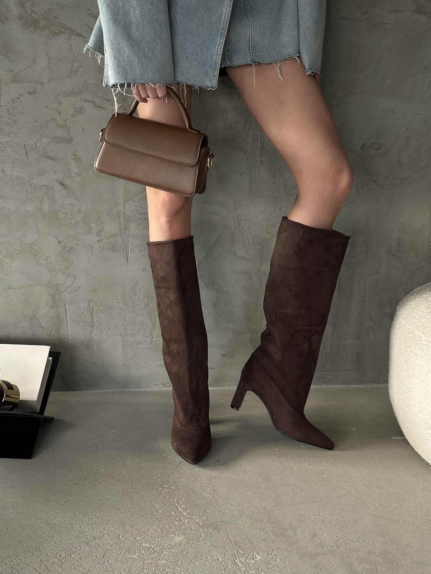 Сапоги женские экозамша