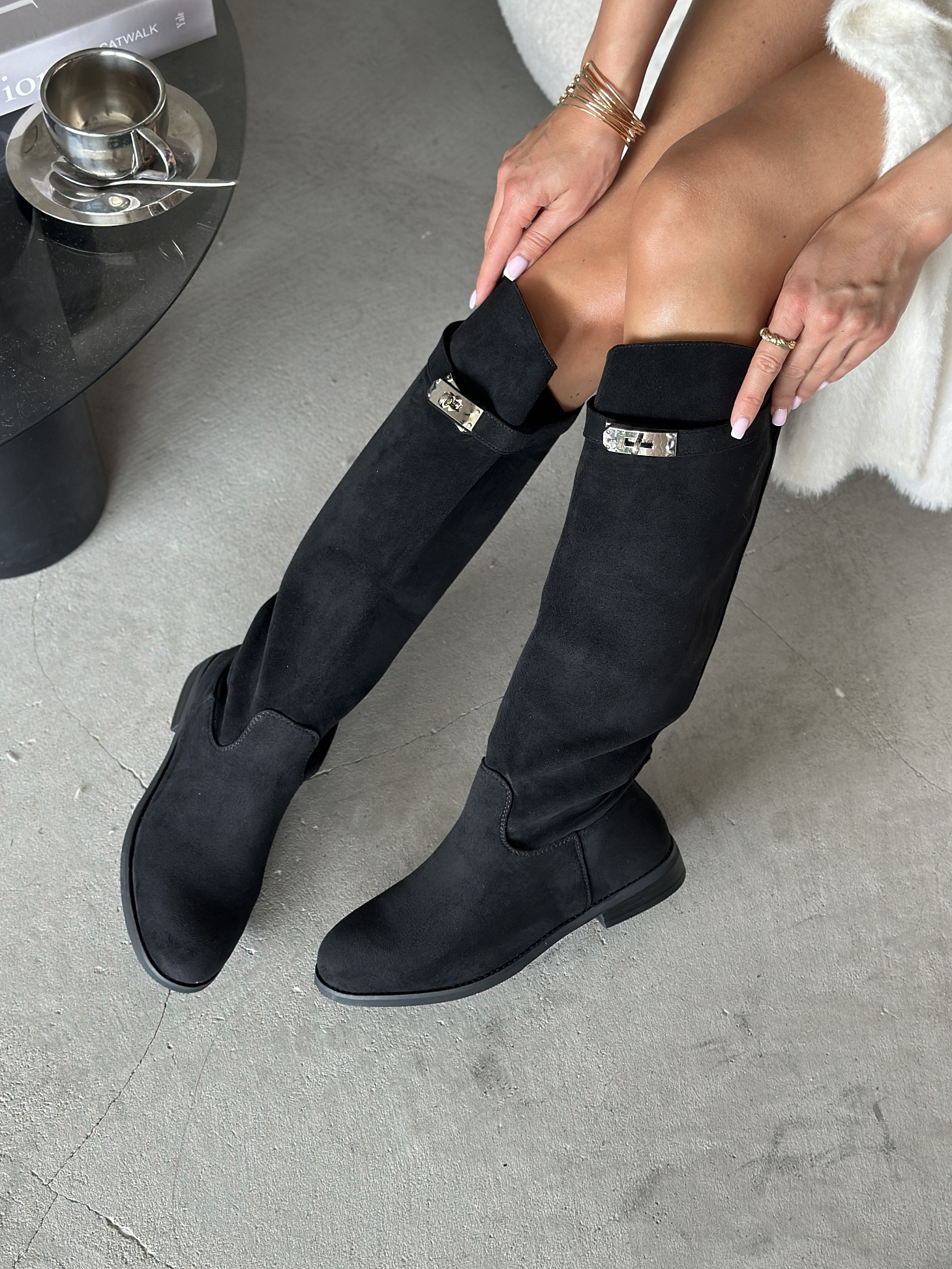 Сапоги женские экозамша