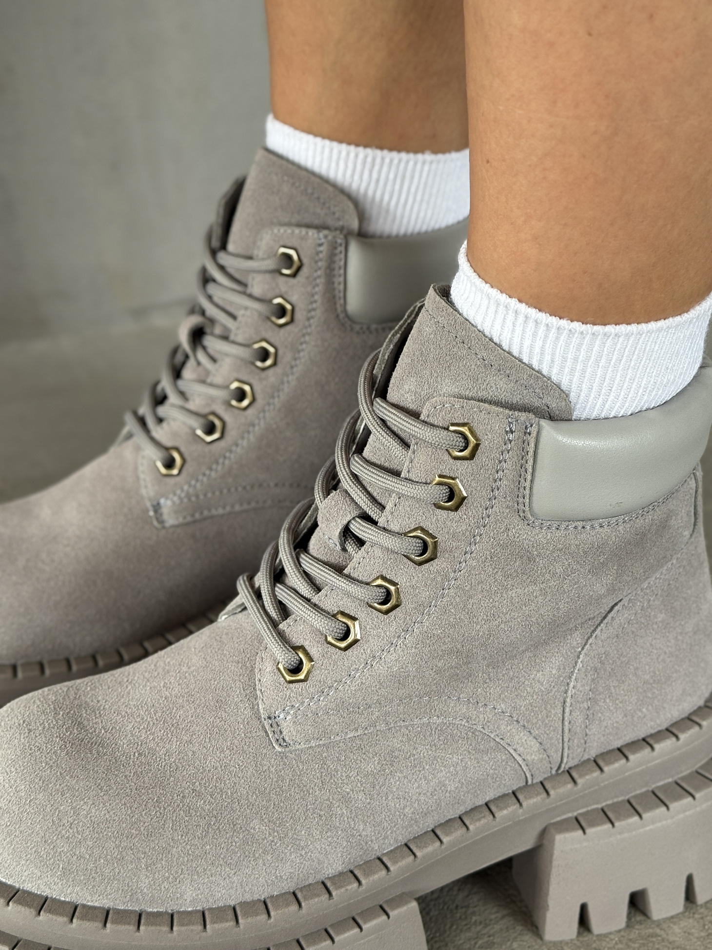 Ботинки женские натуральная замша шерсть