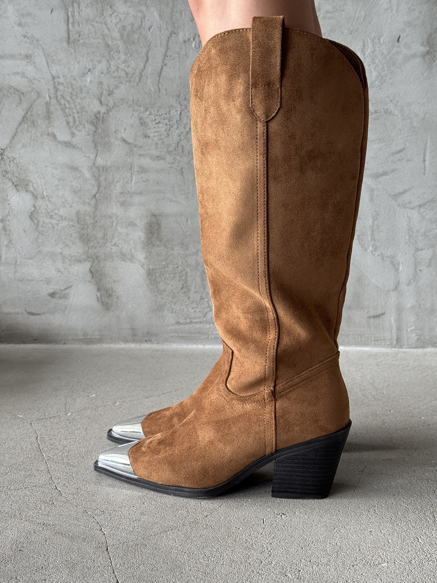 Сапоги казаки женские экозамша шерсть