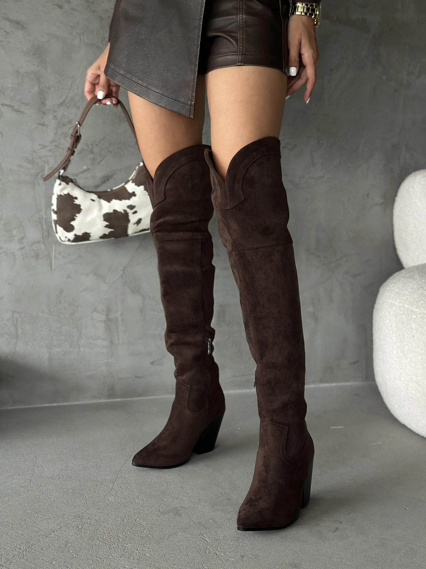 Ботфорты женские экозамша