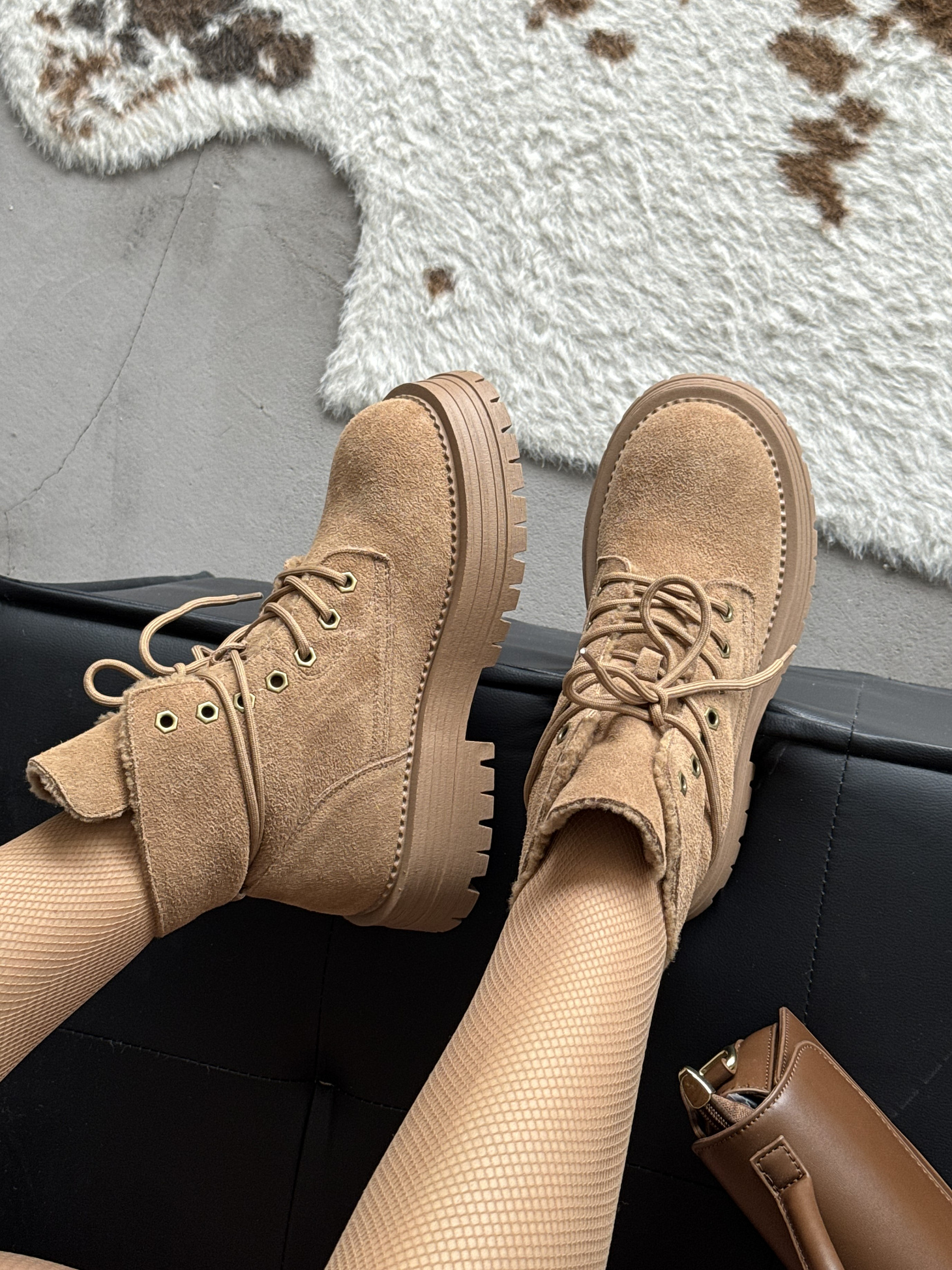 Ботинки женские натуральная замша шерсть