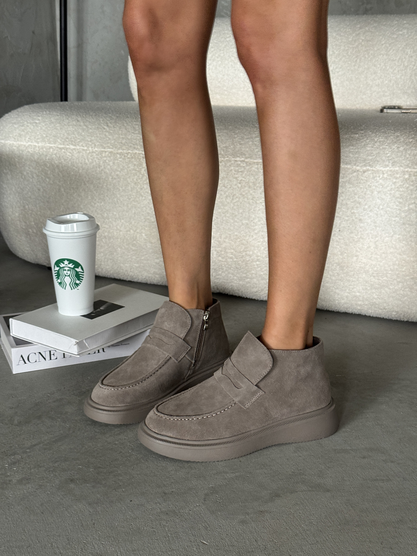 Ботинки женские натуральная замша шерсть