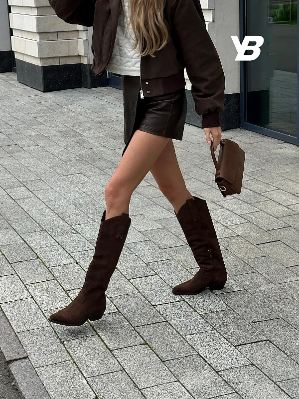 Сапоги казаки женские экозамша