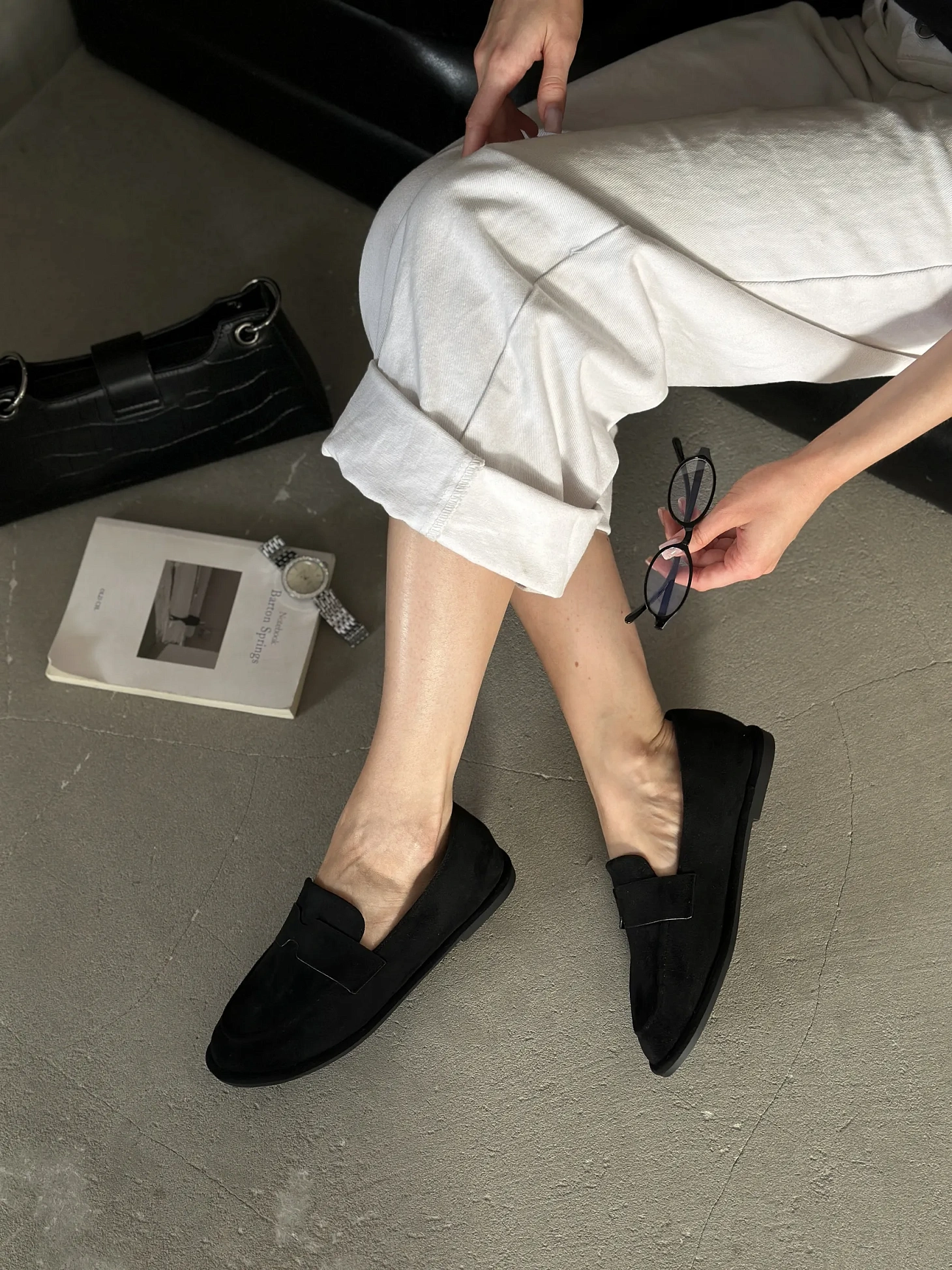 Лоферы женские черные летние