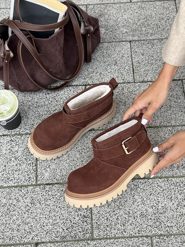 Ботинки женские натуральная замша шерсть