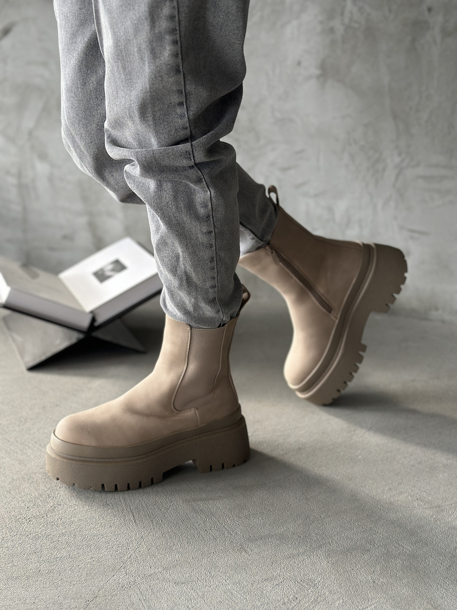 Ботинки женские экозамша шерсть