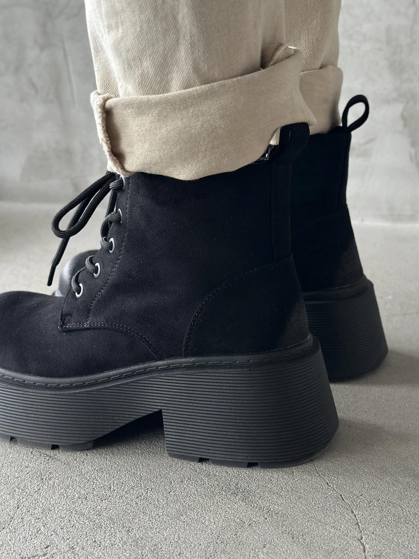 Ботинки женские экозамша шерсть