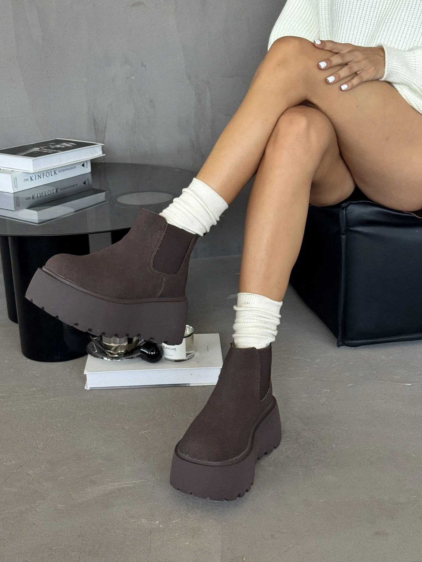 Ботинки женские текстиль шерсть