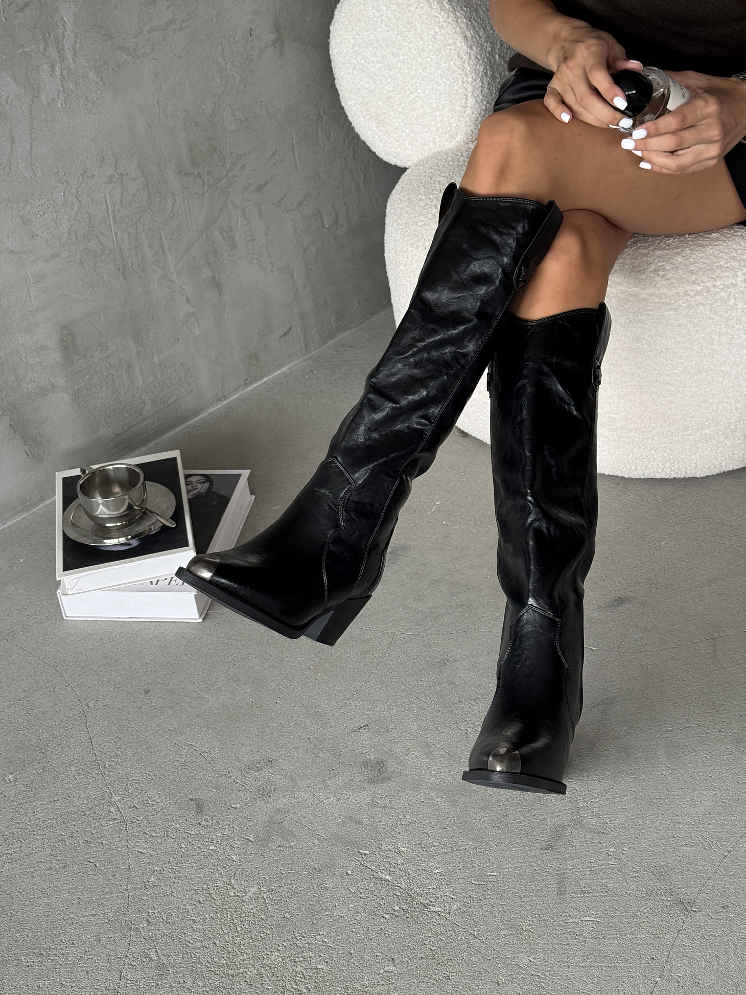 Сапоги казаки женские экокожа шерсть