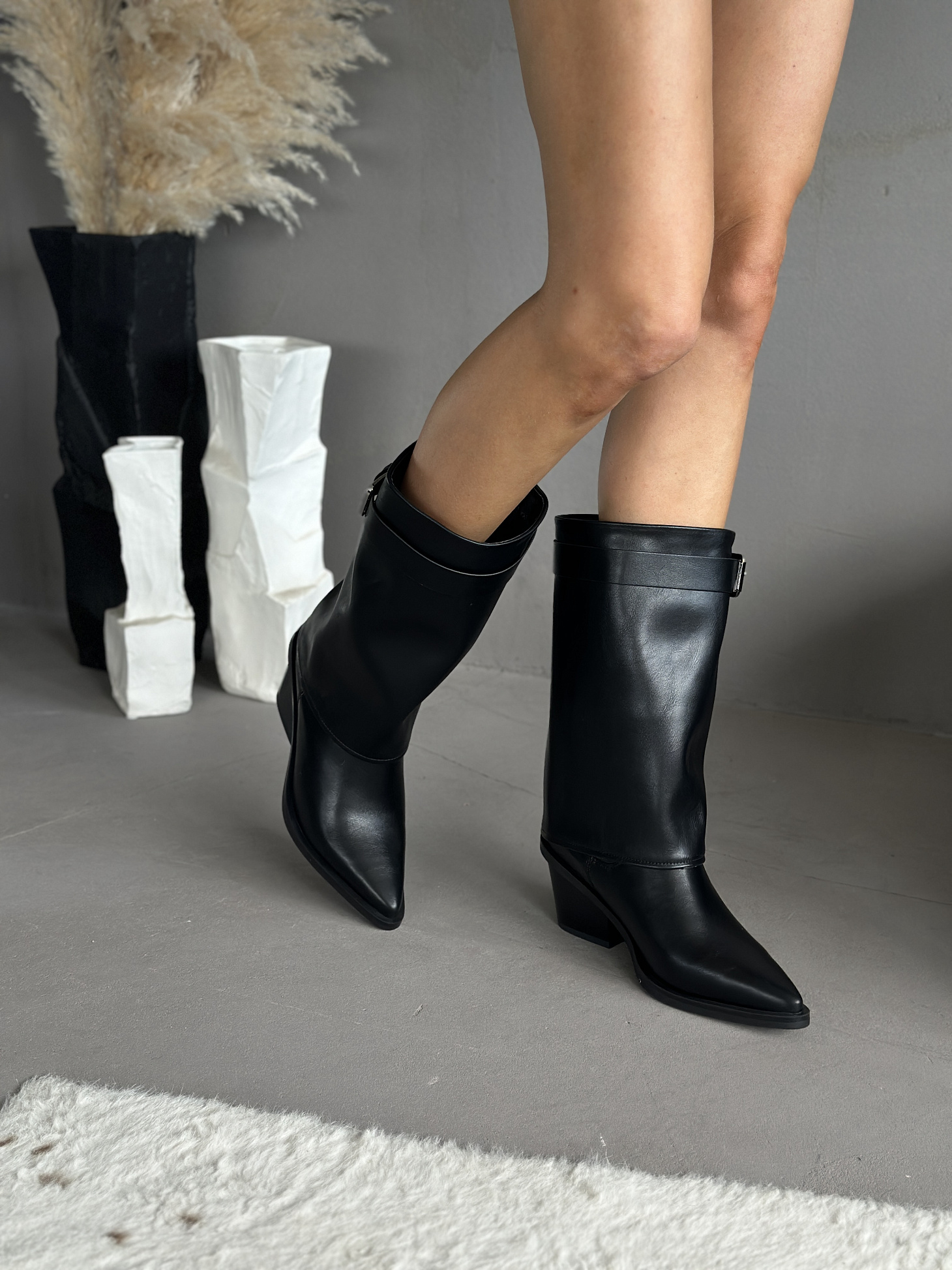 Сапоги-трансформеры женские экокожа шерсть