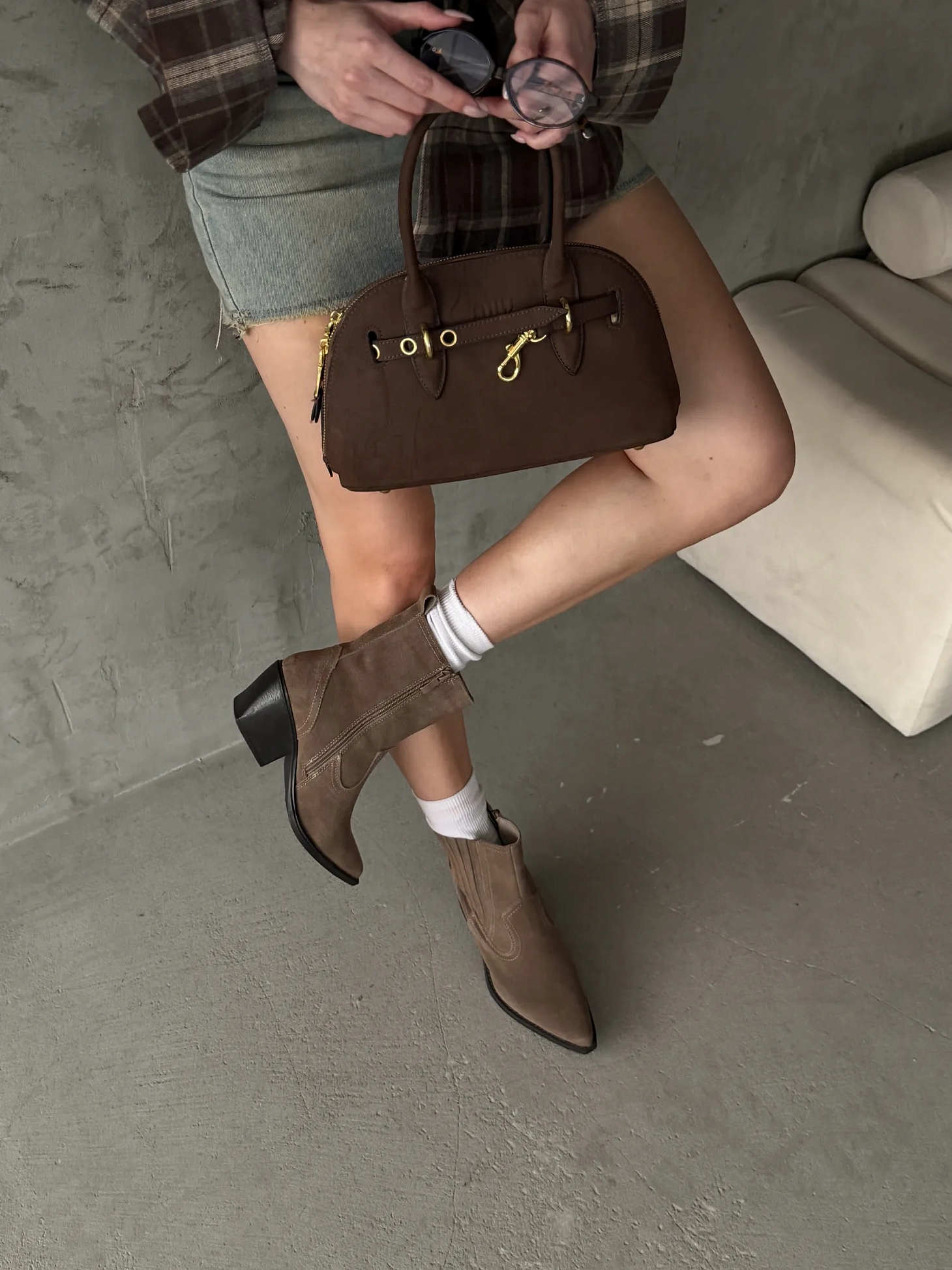 Казаки женские натуральная замша