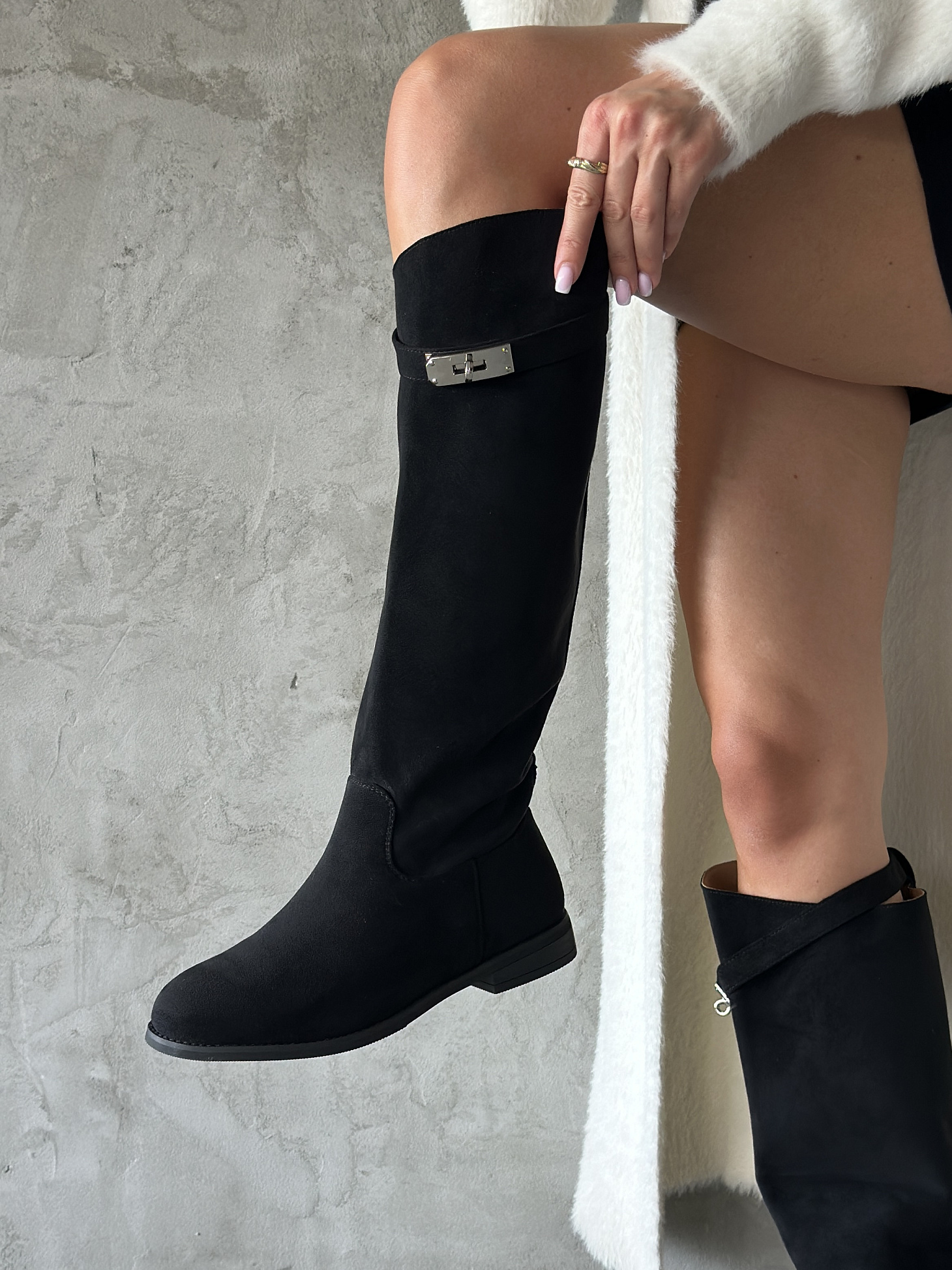 Сапоги женские экозамша