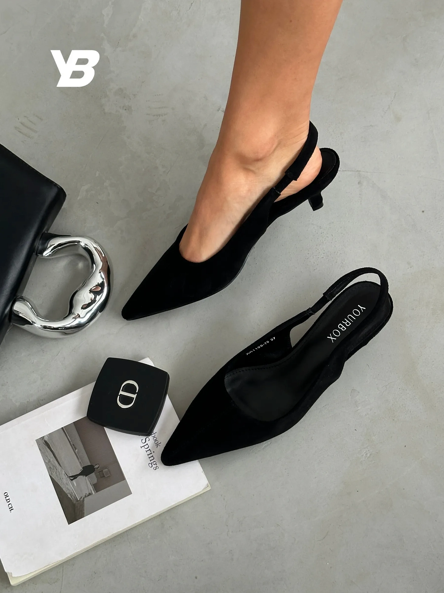 Туфли на каблуке с открытой пяткой лодочки