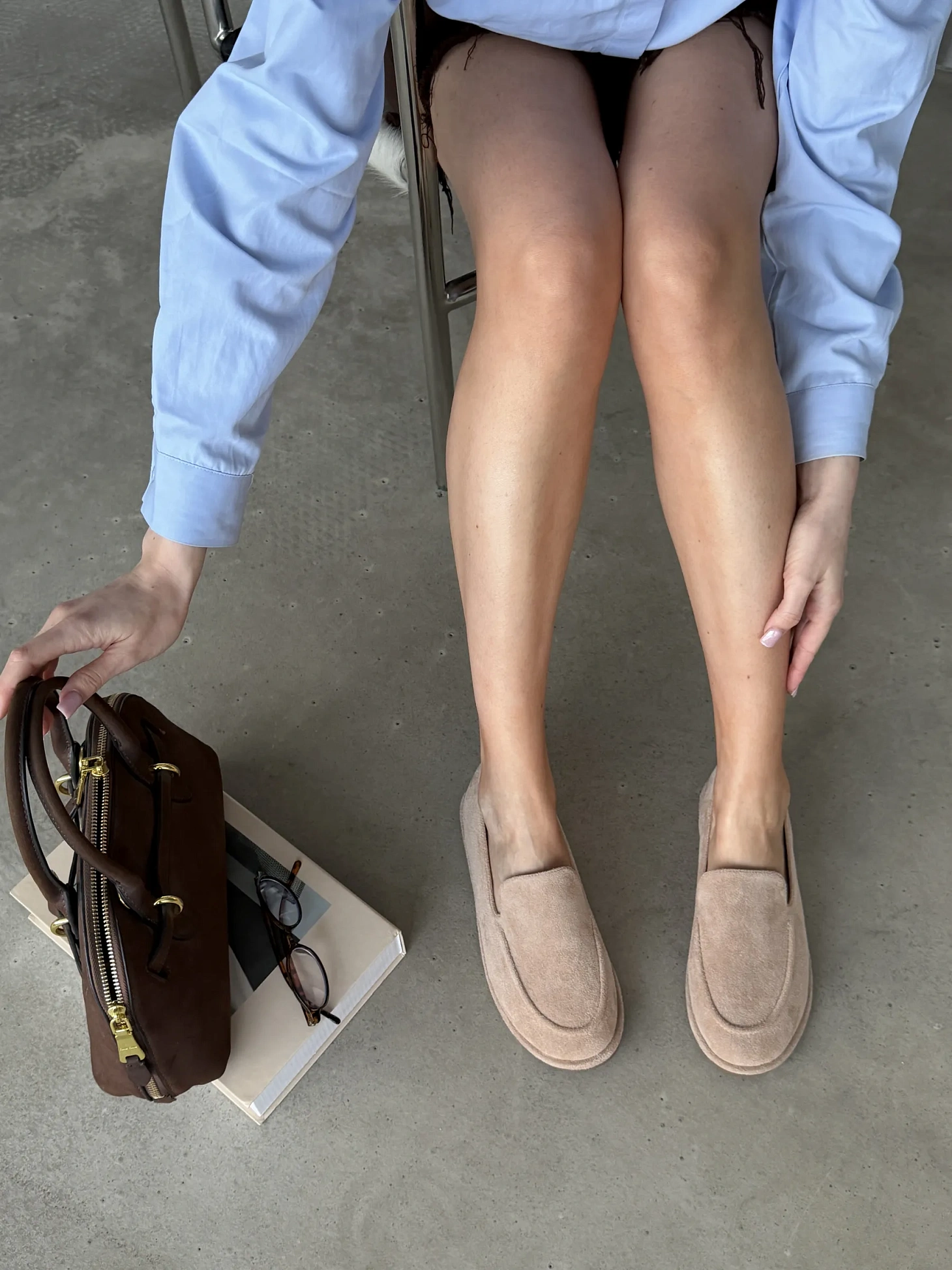 Лоферы женские замшевые рыжие летние