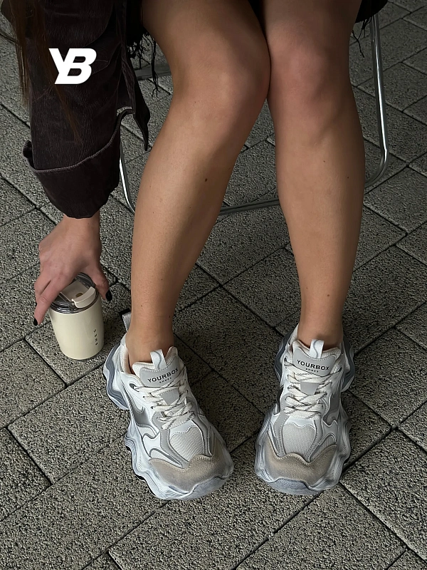 Кроссовки женские летние серые на платформе