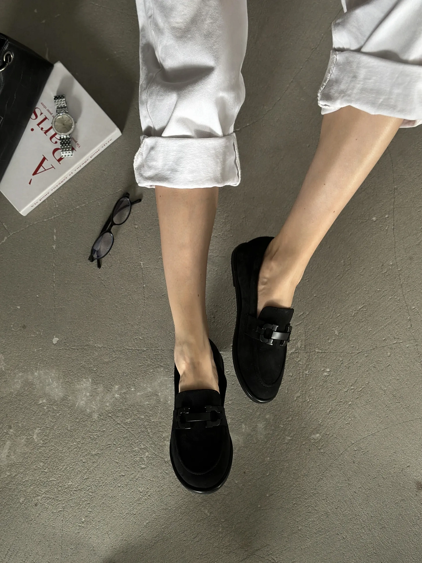 Лоферы женские черные летние