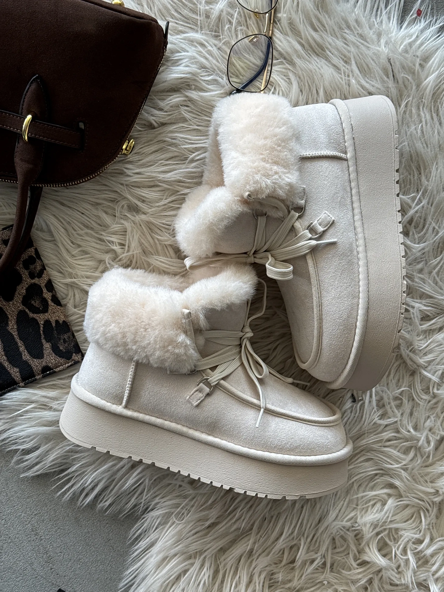 Ботинки женские экозамша шерсть