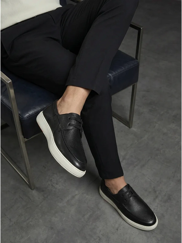 Кожаные лоферы мужские классические на платформе