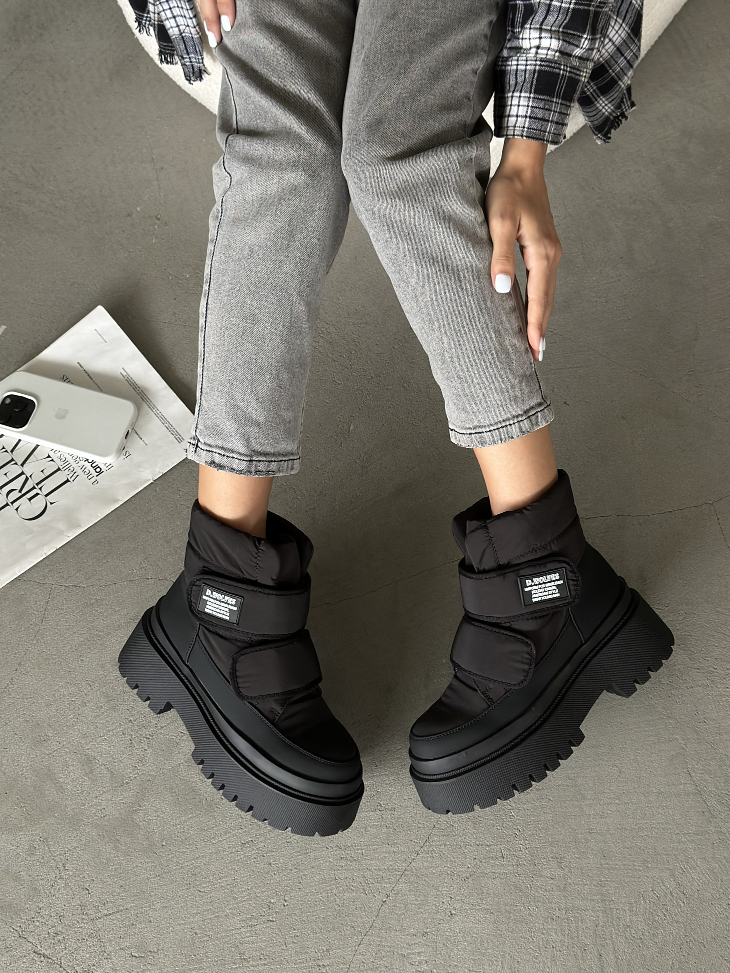 Дутики женские текстиль шерсть