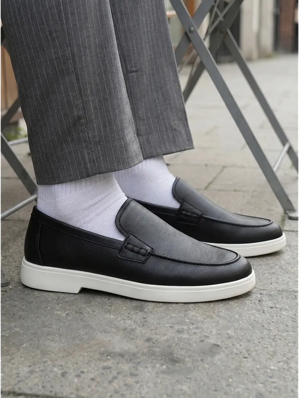 Кожаные лоферы мужские классические на платформе