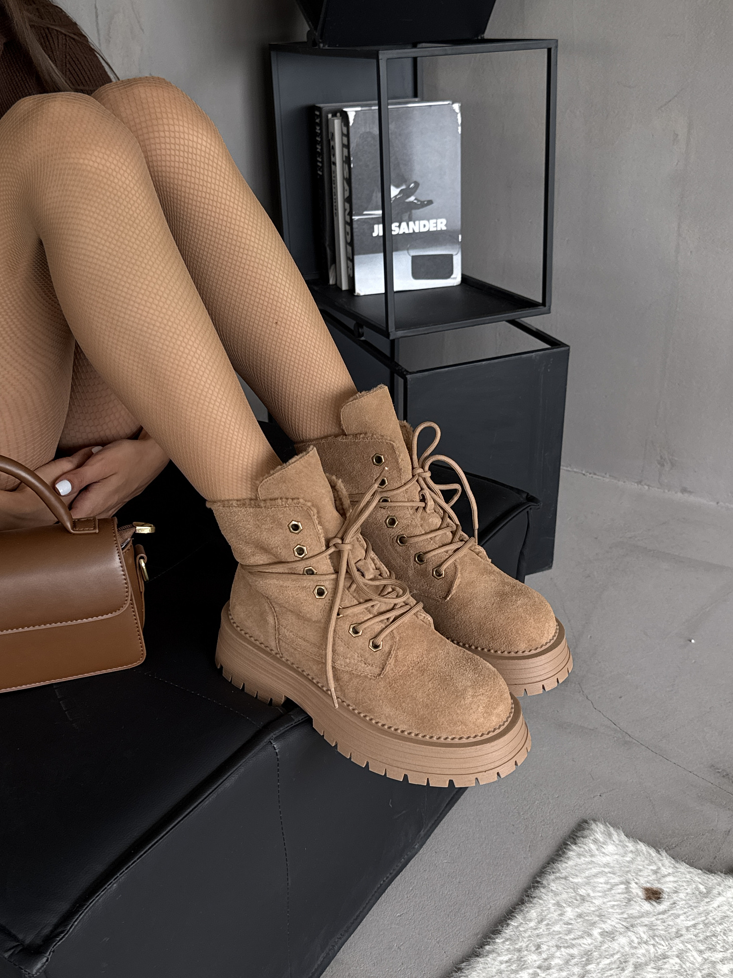 Ботинки женские натуральная замша шерсть