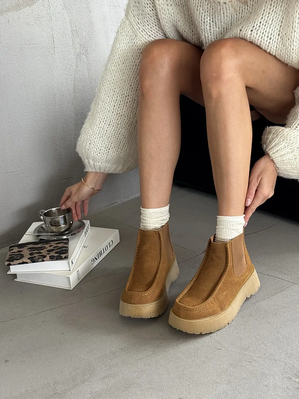 Ботинки женские натуральная замша шерсть